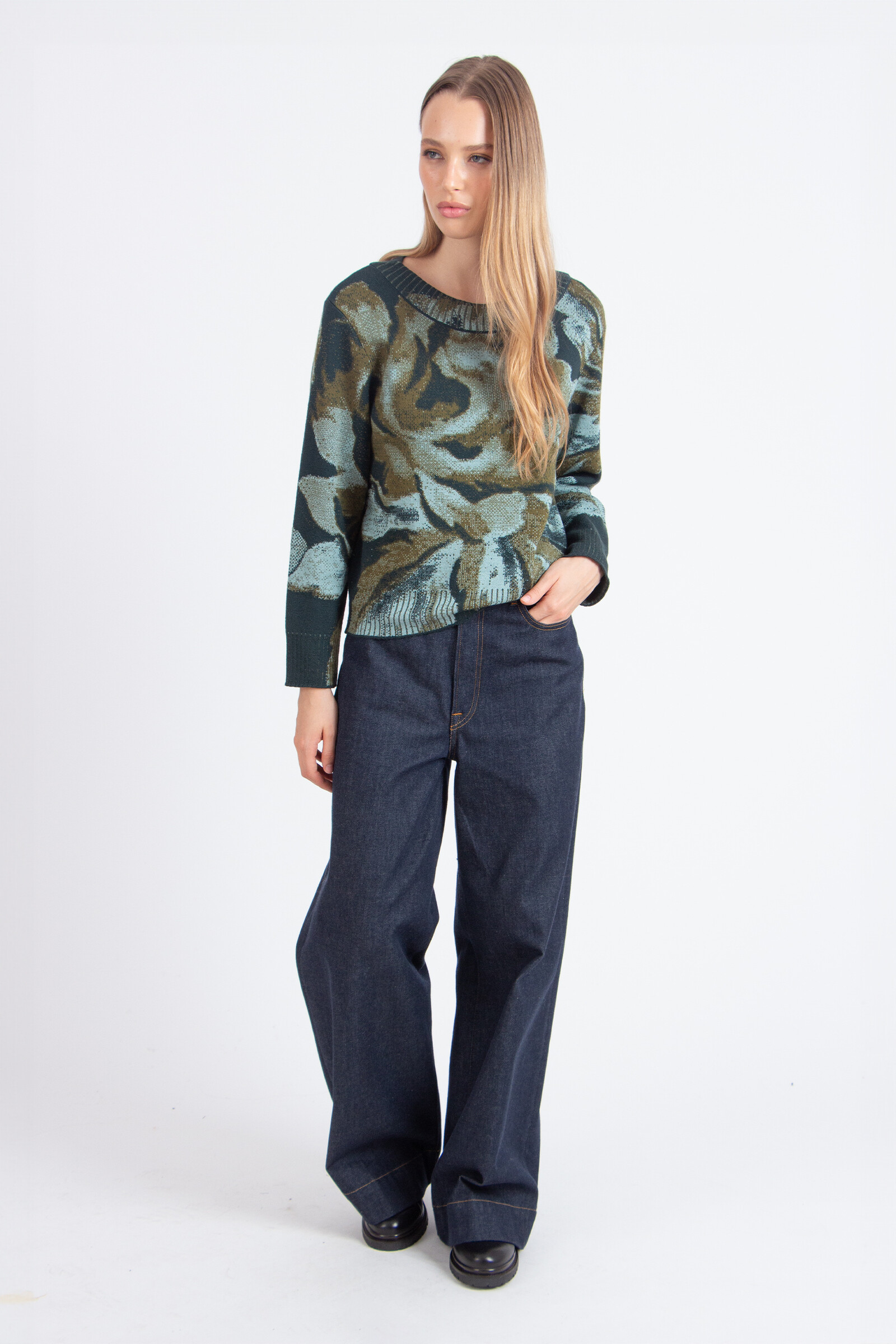 IVKO  Woman IVKO - O-Neck Pullover Furnishing Florals Pattern Forest | Indrukwekkende IVKO Trui met Bloemenpatroon
