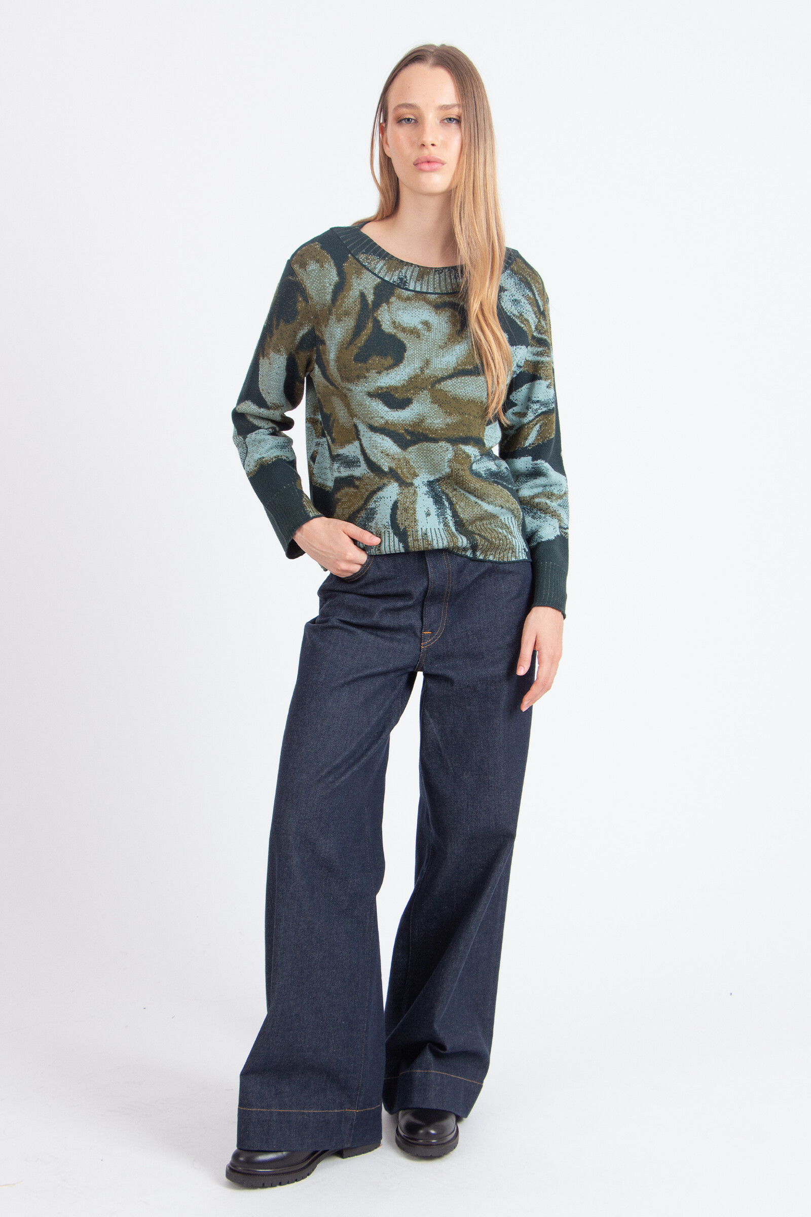 IVKO  Woman IVKO - O-Neck Pullover Furnishing Florals Pattern Forest | Indrukwekkende IVKO Trui met Bloemenpatroon