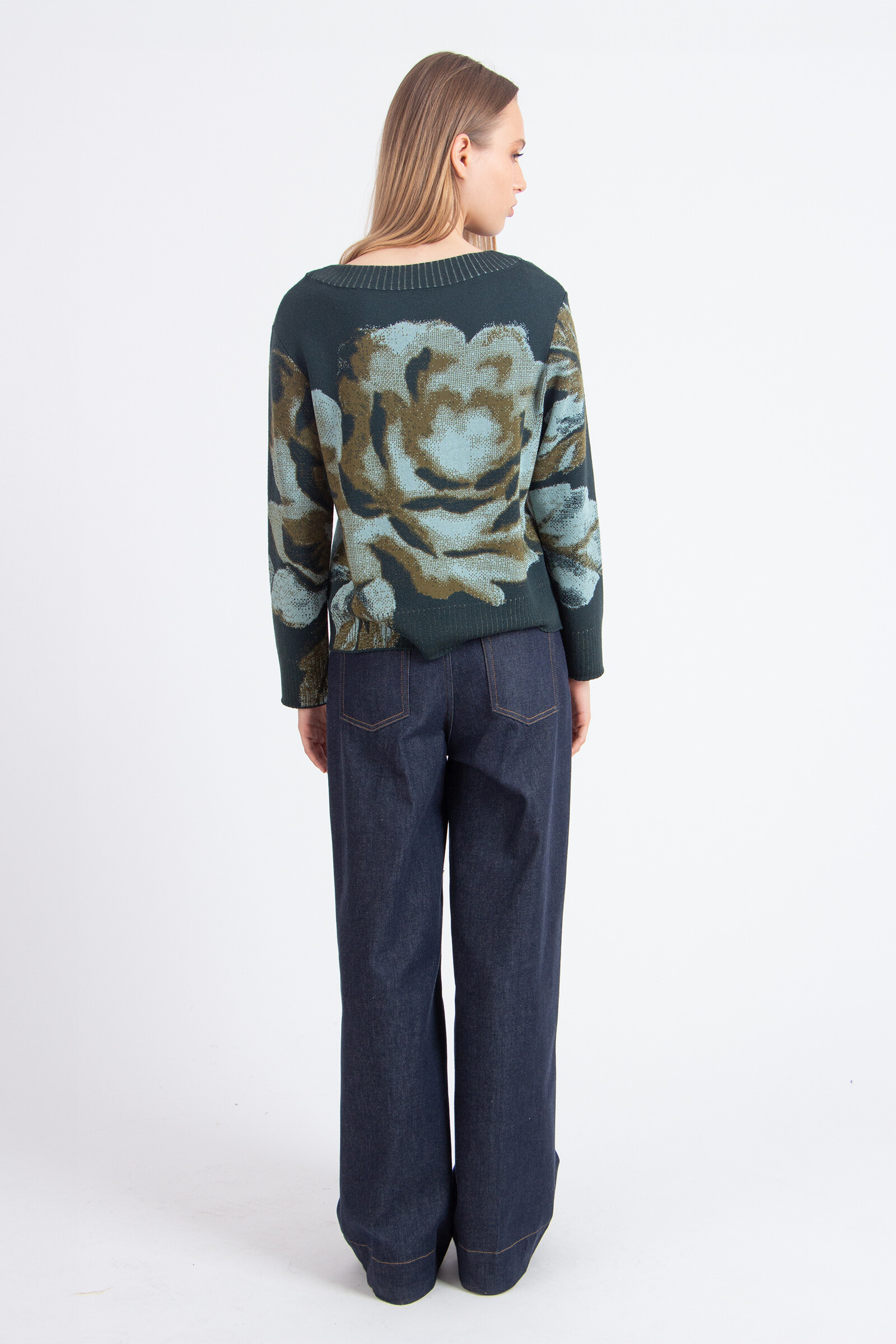 IVKO  Woman IVKO - O-Neck Pullover Furnishing Florals Pattern Forest | Indrukwekkende IVKO Trui met Bloemenpatroon