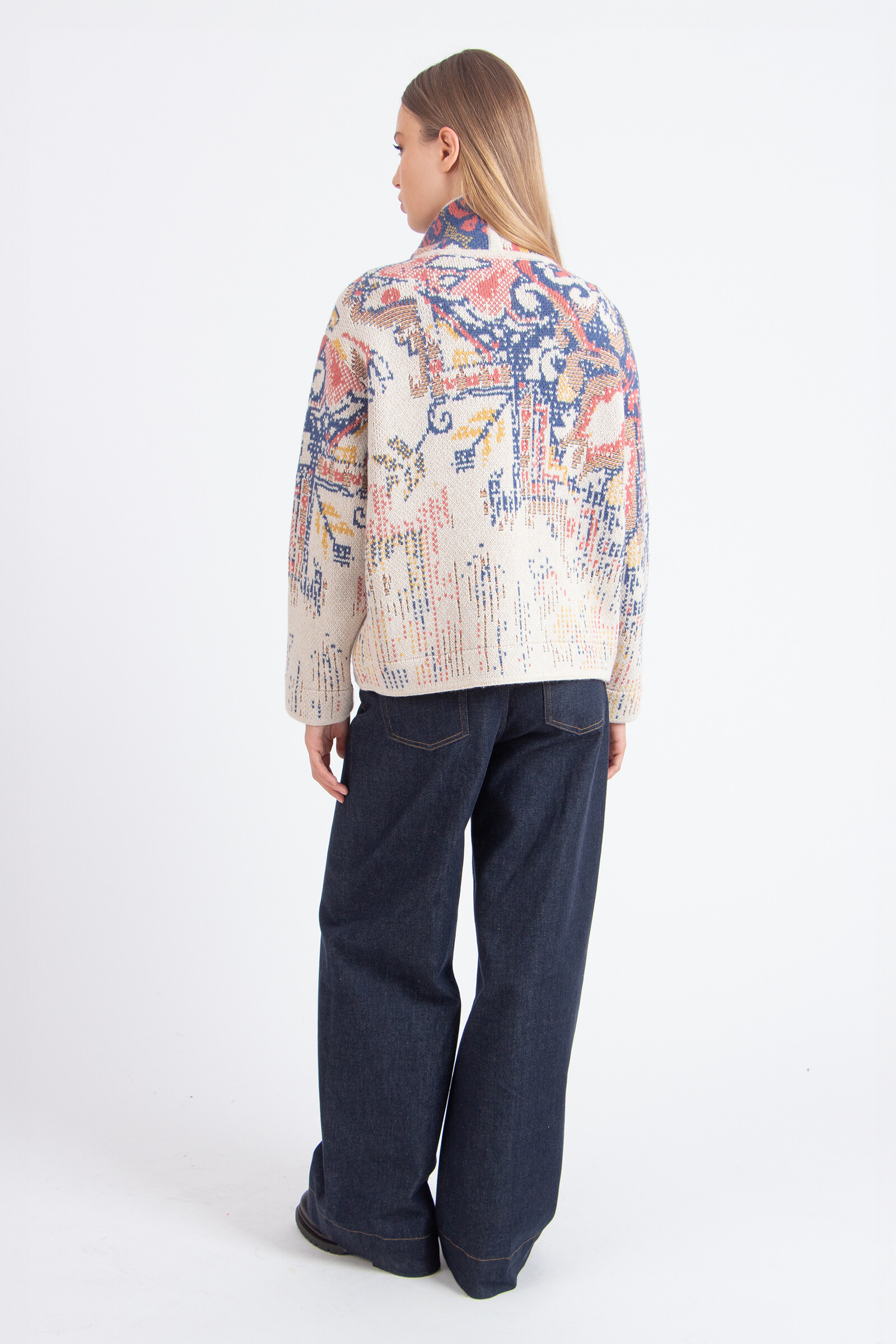 IVKO  Woman IVKO - Jacquard Roll-Neck Jacket Kilim Pattern Off-White | Ungefütterte Cremeweiße IVKO Jacke aus Wollmischung