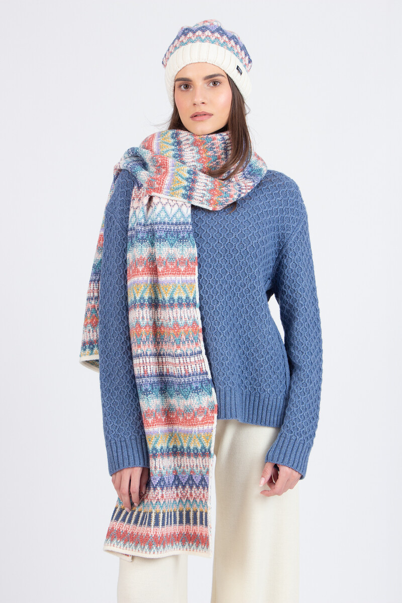 IVKO - Scarf Re-Dandy Pattern Off-White | Eleganter Cremeweißer Wollschal