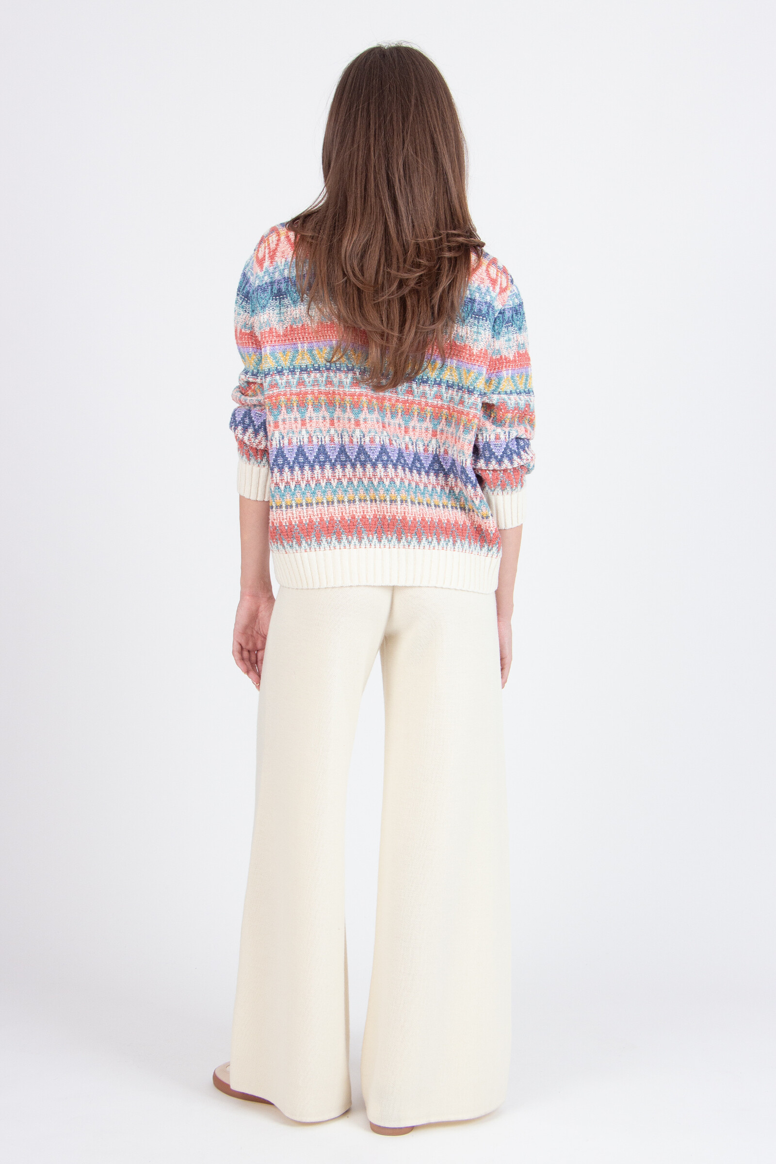 IVKO  Woman IVKO - O-Neck Pullover Re-Dandy Pattern Off-White | Warmer und Farbenfroher IVKO Pullover