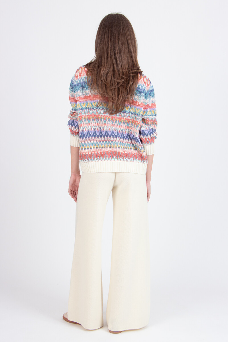 IVKO - O-Neck Pullover Re-Dandy Pattern Off-White | Warmer und Farbenfroher IVKO Pullover