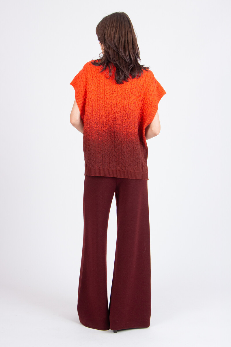 IVKO - Roll-Neck Printed Sleeveless Pullover Murmurations Pattern Cinnabar | Exceptioneel Mooie IVKO Trui