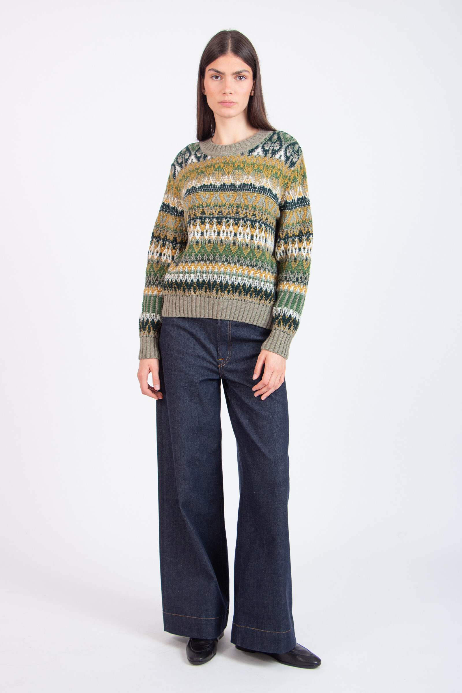 IVKO  Woman IVKO - O-Neck Pullover Re-Dandy Pattern Salvia | Warm and Adorable IVKO Sweater