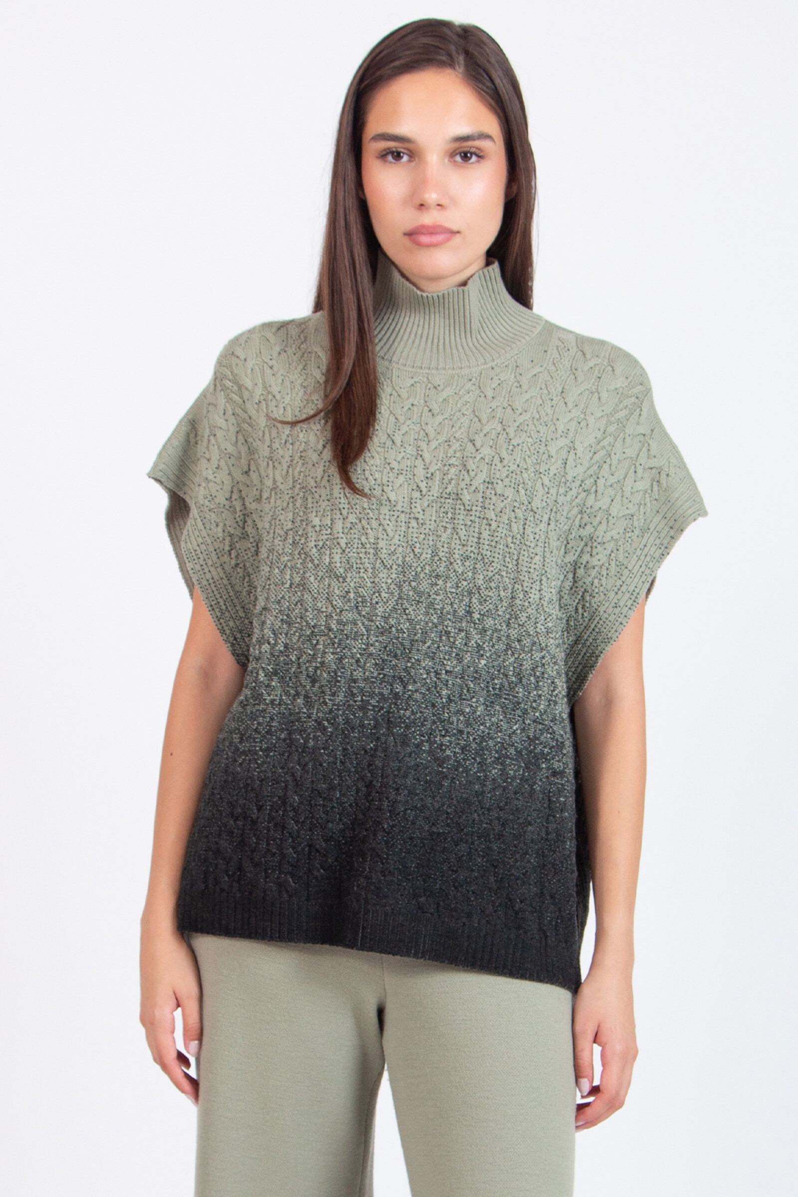 IVKO  Woman IVKO - Roll-Neck Printed Sleeveless Pullover Murmurations Pattern Salvia | Exceptioneel Mooie IVKO Trui