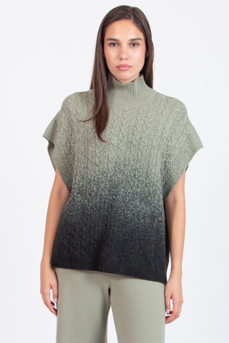 IVKO - Roll-Neck Printed Sleeveless Pullover Murmurations Pattern Salvia | Exceptioneel Mooie IVKO Trui