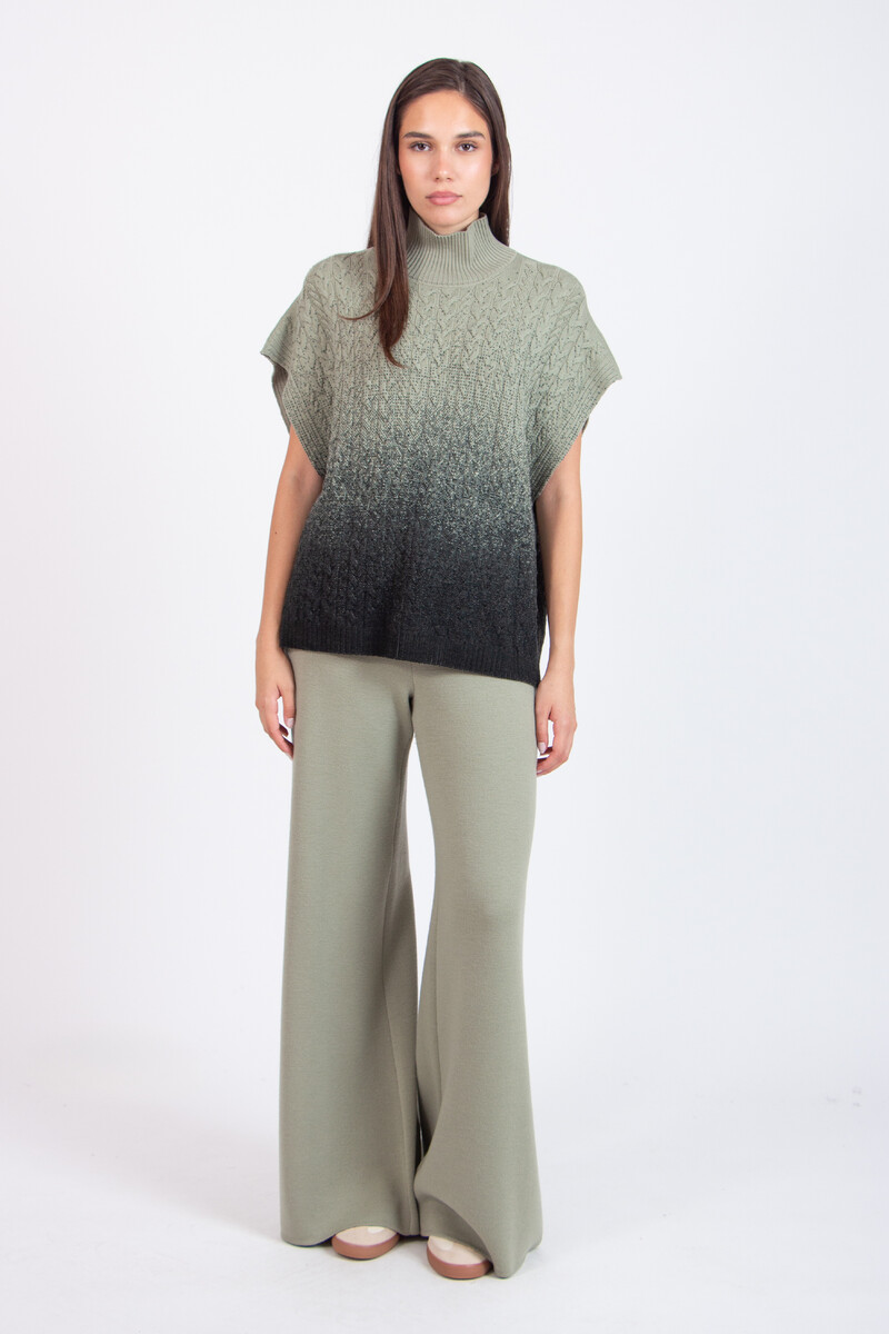 IVKO - Roll-Neck Printed Sleeveless Pullover Murmurations Pattern Salvia | Exceptioneel Mooie IVKO Trui