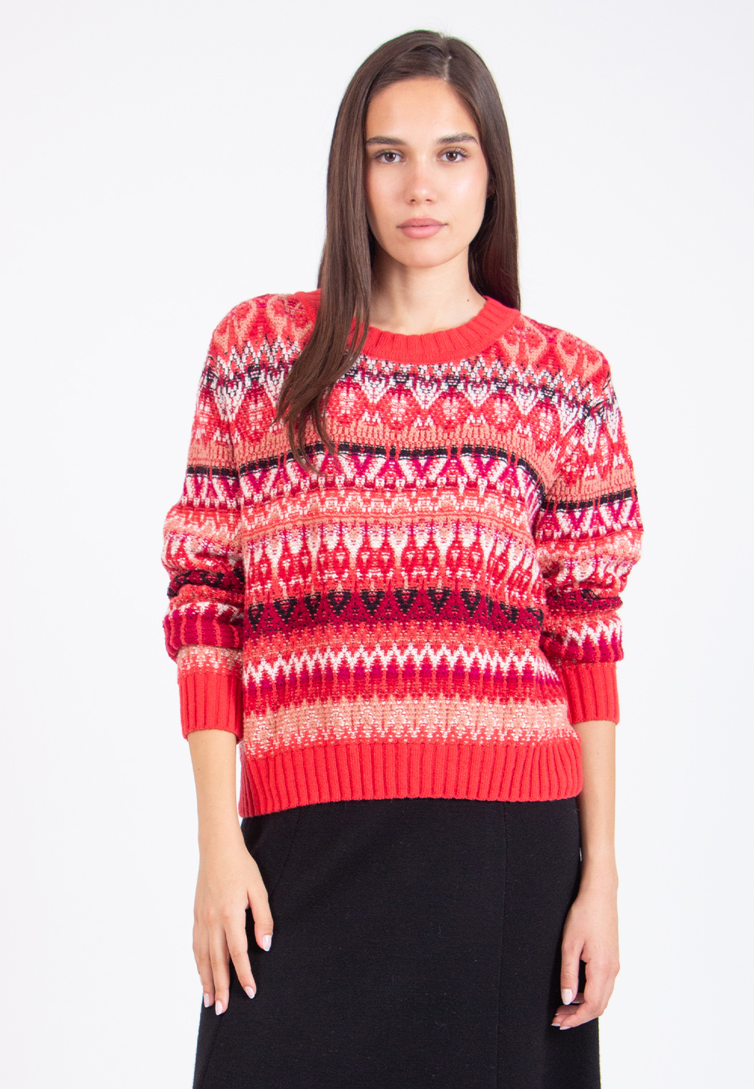 IVKO O-Neck Re-Dandy Coral – Warm and Striking Knit at 13 doors - 13 doors