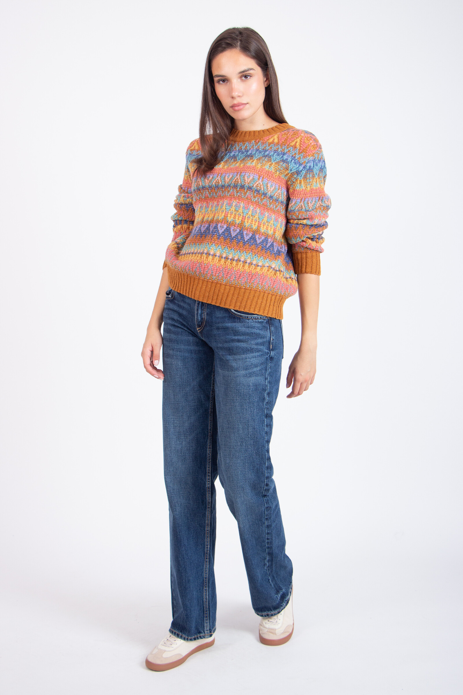 IVKO  Woman IVKO - O-Neck Pullover Re-Dandy Pattern Almond | Pull IVKO Chaud et Joyeux
