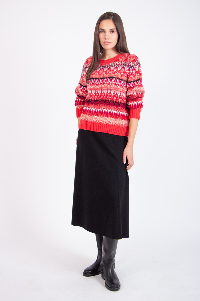 IVKO - O-Neck Pullover Re-Dandy Pattern Coral | Warmer und Markanter IVKO Pullover