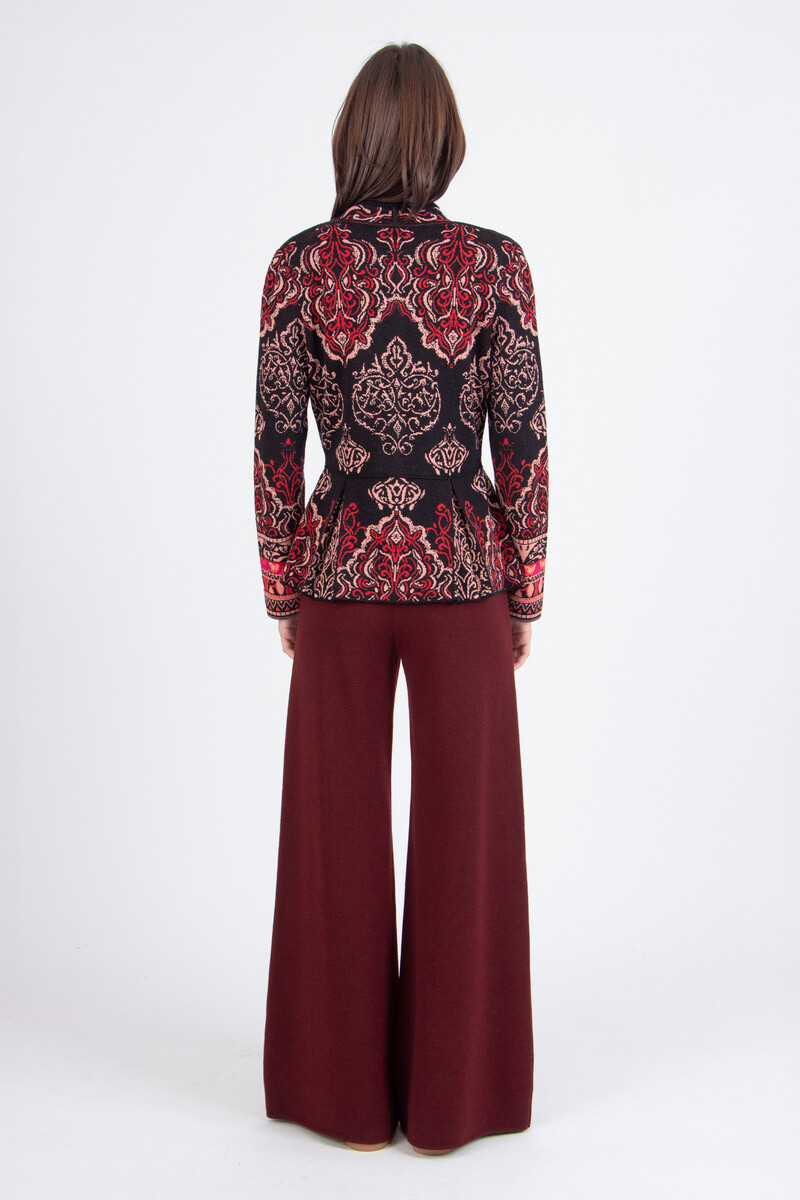 IVKO - Jacquard Cardigan Ornament Pattern Chocolate Black | Geniaal IVKO Vest van Wol met Ornamentpatroon