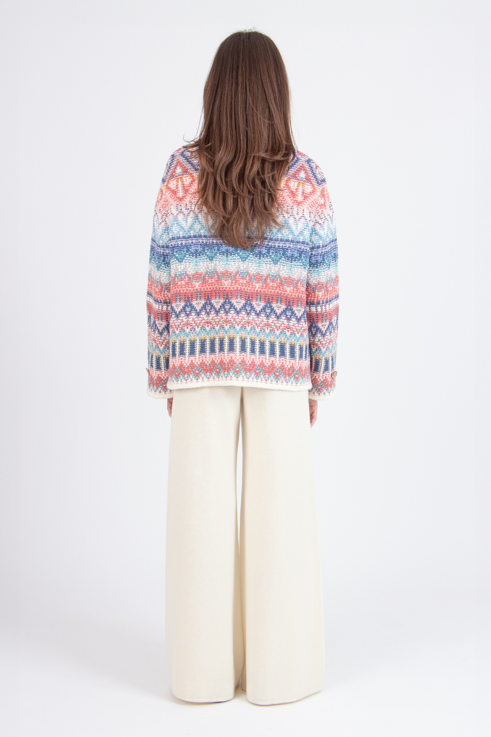 IVKO  Woman IVKO - Jacquard Roll-Neck Jacket Re-Dandy Pattern Off-White | Te Dragen als Tussenjasje en als Vest