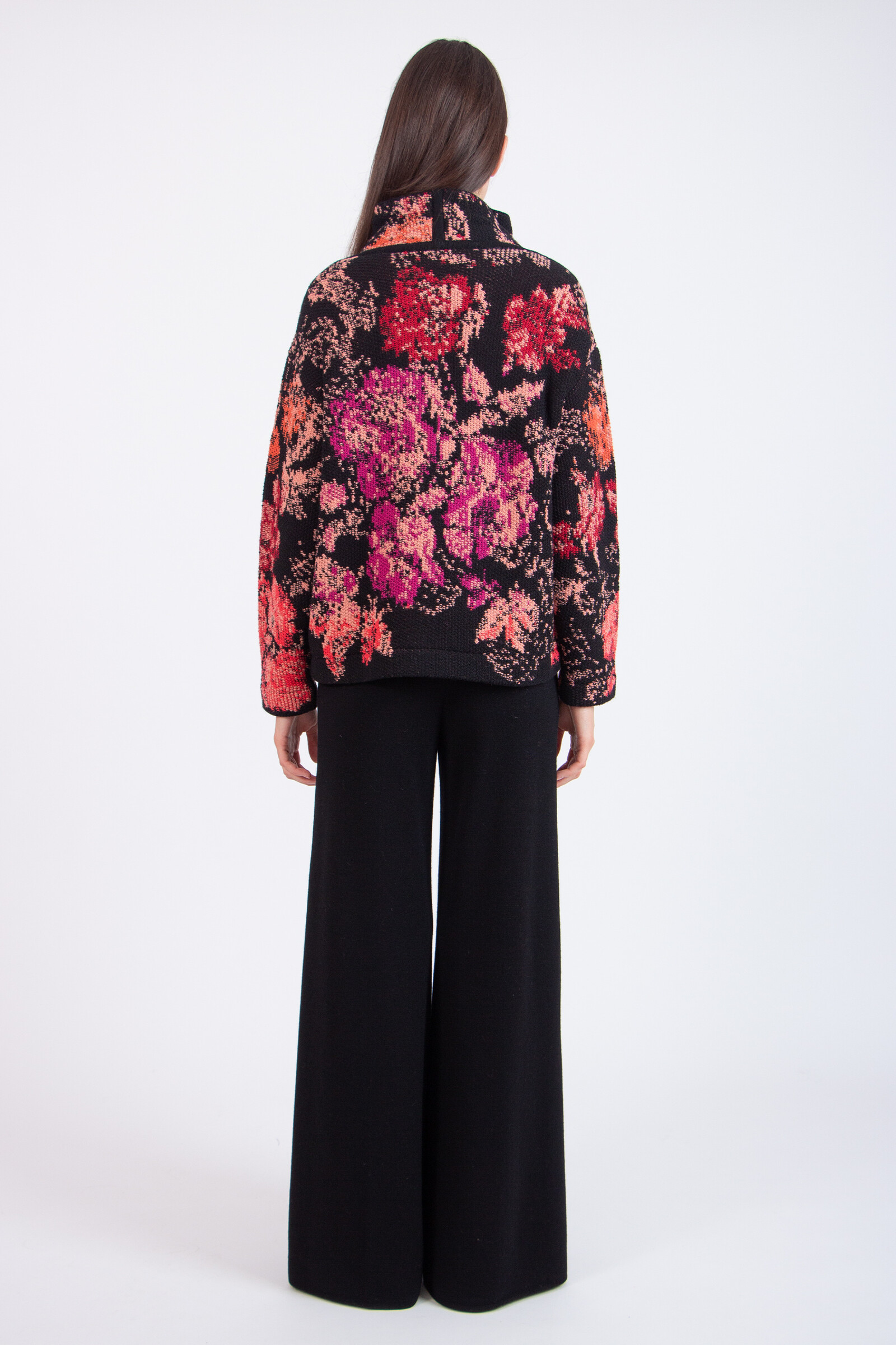 IVKO  Woman IVKO - Roll-Neck Jacket Furnishing Florals Pattern Chocolate Black | Veste IVKO Poétique pour Moments Spéciaux