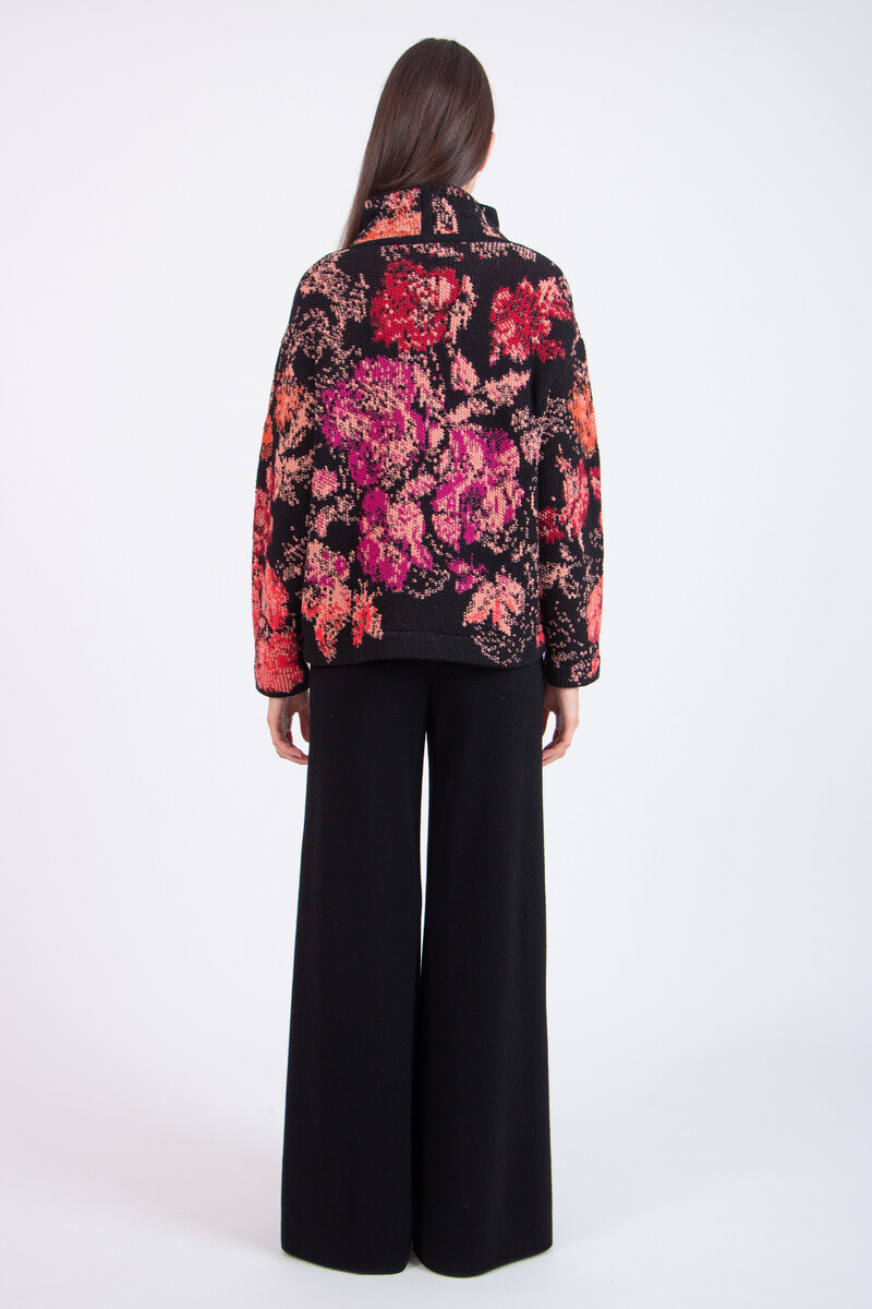 IVKO - Roll-Neck Jacket Furnishing Florals Pattern Chocolate Black | Veste IVKO Poétique pour Moments Spéciaux