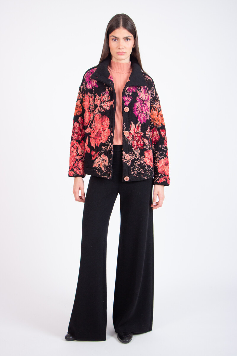 IVKO - Roll-Neck Jacket Furnishing Florals Pattern Chocolate Black | Veste IVKO Poétique pour Moments Spéciaux