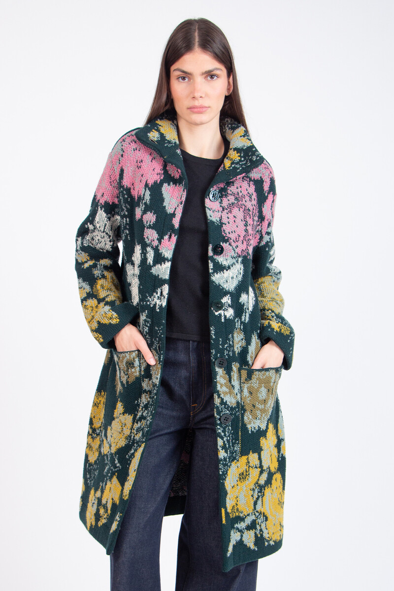IVKO - Coat Furnishing Florals Pattern Forest | Artistieke IVKO Mantel van Zachte Wolmix met Florale Charme
