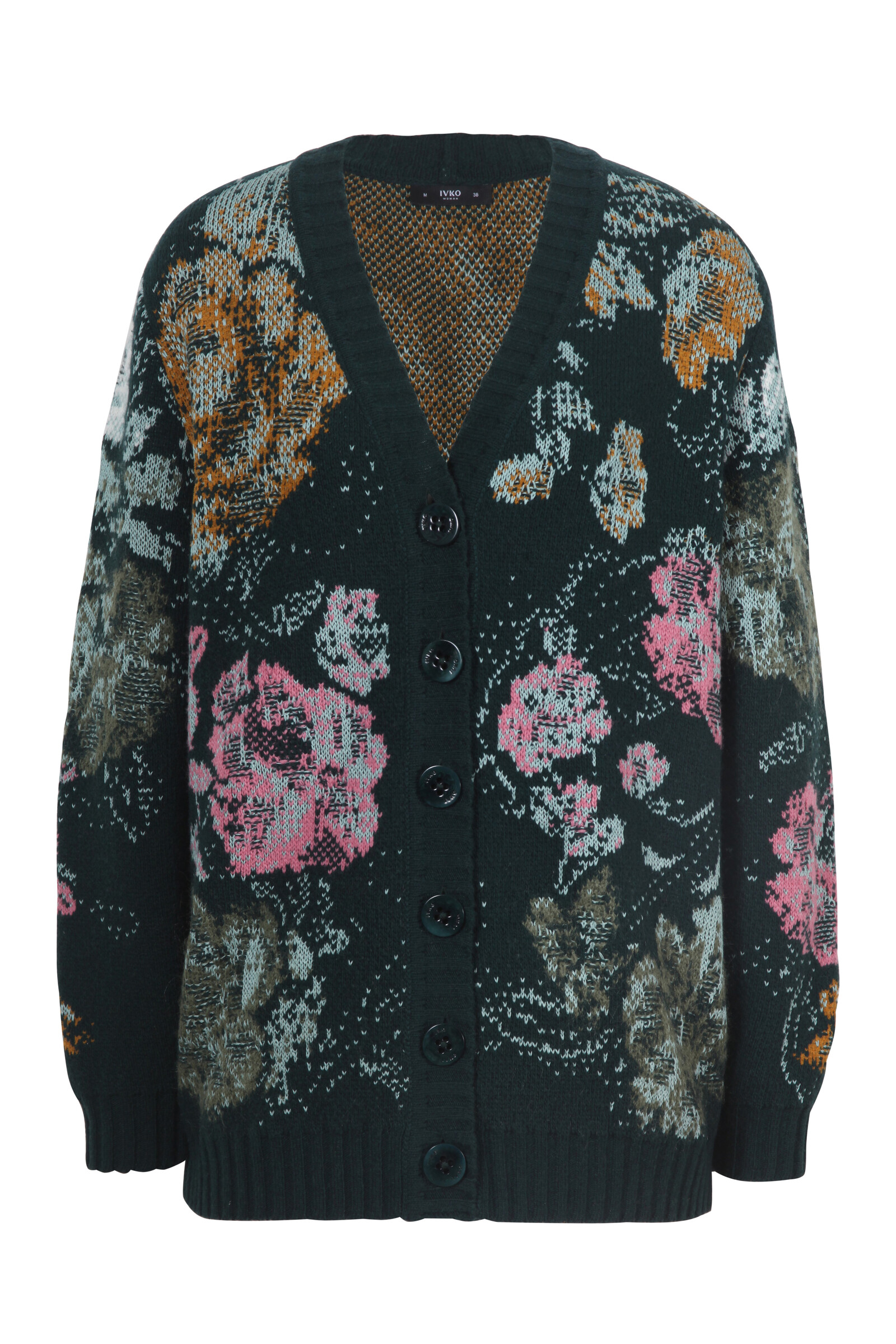 IVKO  Woman IVKO - Cardigan Furnishing Florals Pattern Forest | Forest Green IVKO Cardigan with Floral Design