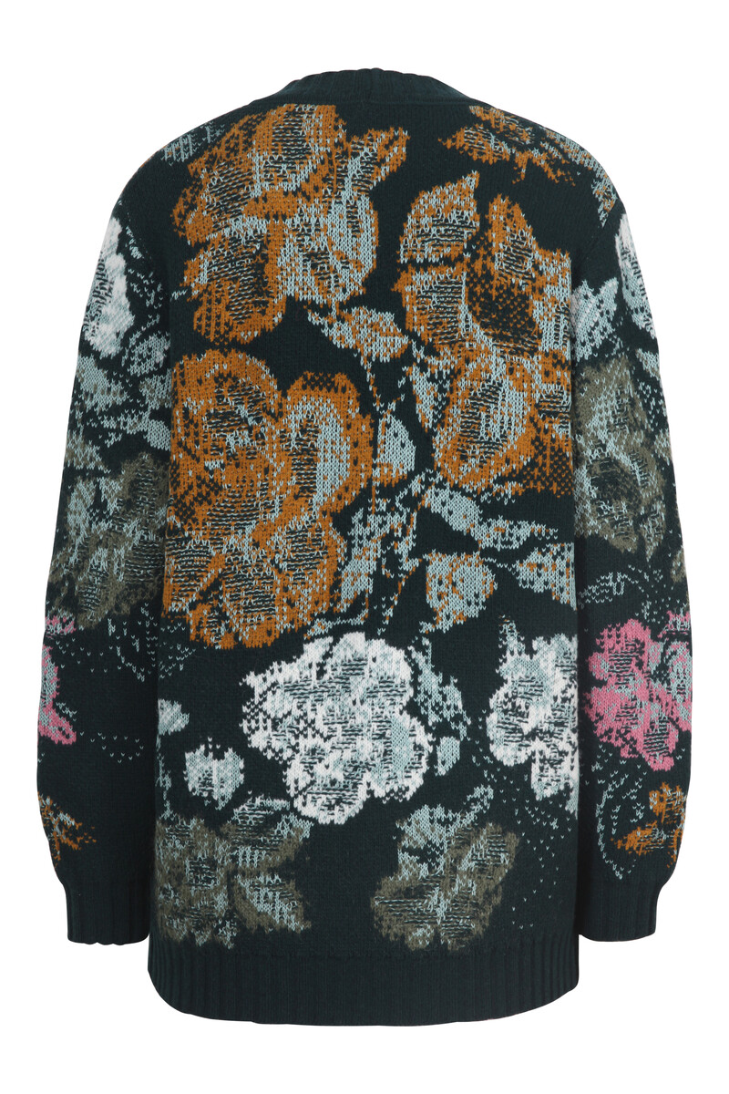 IVKO - Cardigan Furnishing Florals Pattern Forest | Forest Green IVKO Cardigan with Floral Design