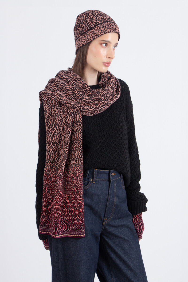 IVKO - Scarf Ornament Pattern Chocolate Black | Luxurious, Deep Brown IVKO Scarf