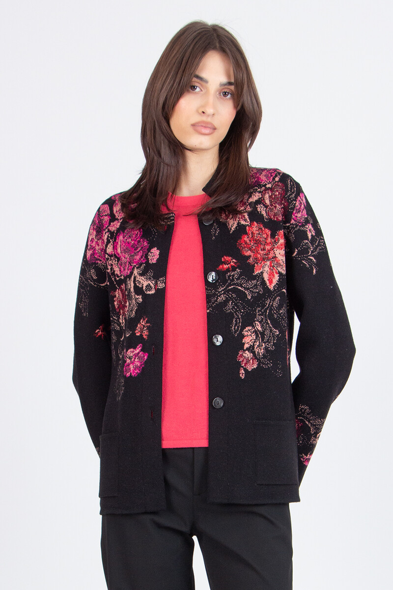 IVKO - Jacquard Jacket Furnishing Florals Pattern Chocolate Black | IVKO Jacket in Dark Brown