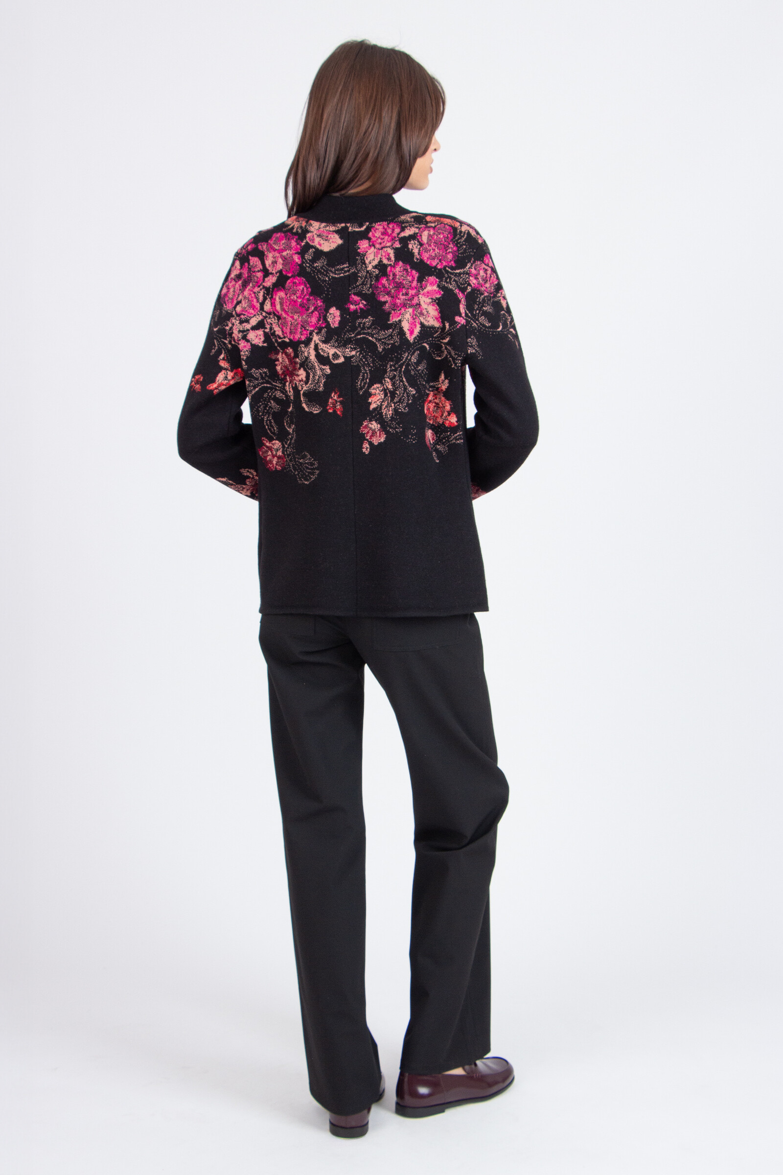 IVKO  Woman IVKO - Jacquard Jacket Furnishing Florals Pattern Chocolate Black | IVKO Jacket in Dark Brown