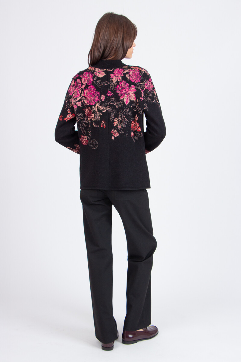 IVKO - Jacquard Jacket Furnishing Florals Pattern Chocolate Black | IVKO Jacket in Dark Brown