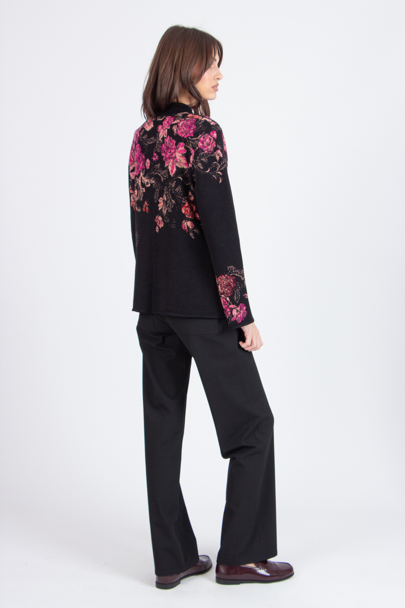 IVKO  Woman IVKO - Jacquard Jacket Furnishing Florals Pattern Chocolate Black | Veste IVKO en Brun Foncé