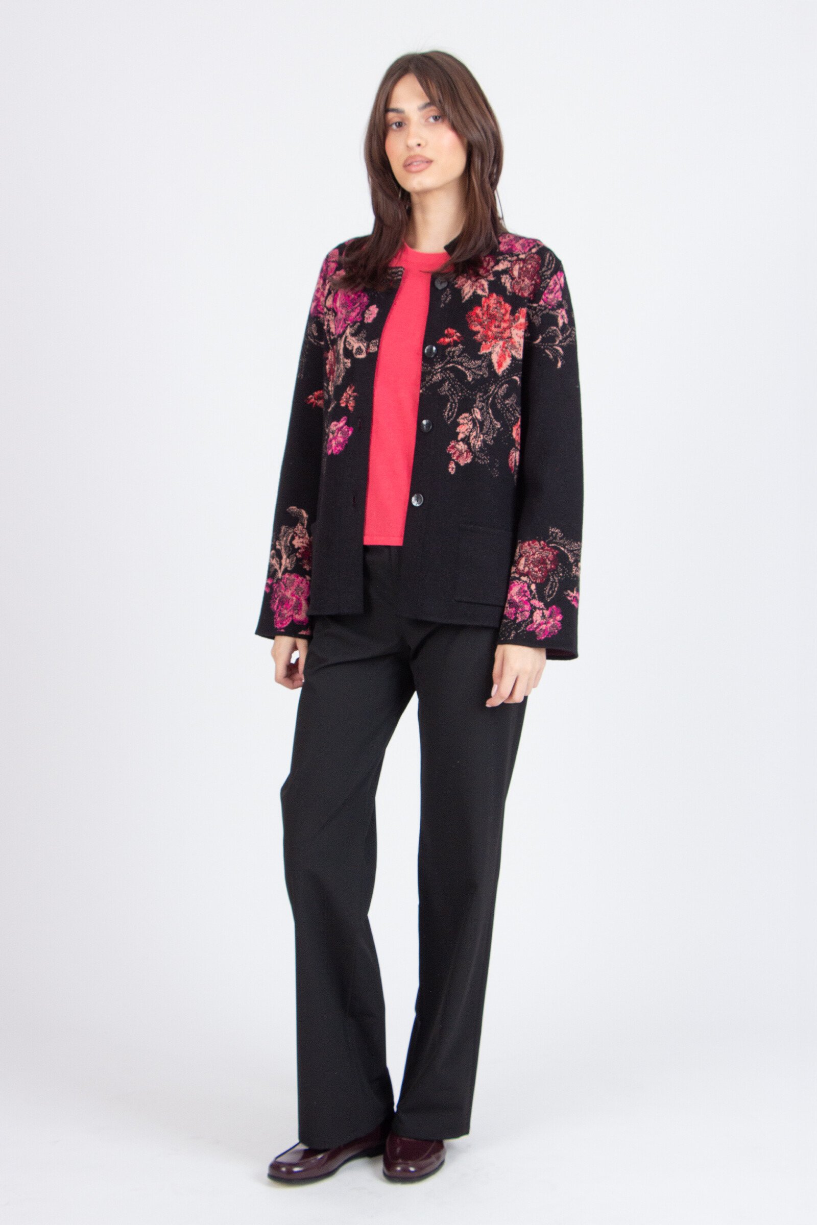 IVKO  Woman IVKO - Jacquard Jacket Furnishing Florals Pattern Chocolate Black | Veste IVKO en Brun Foncé