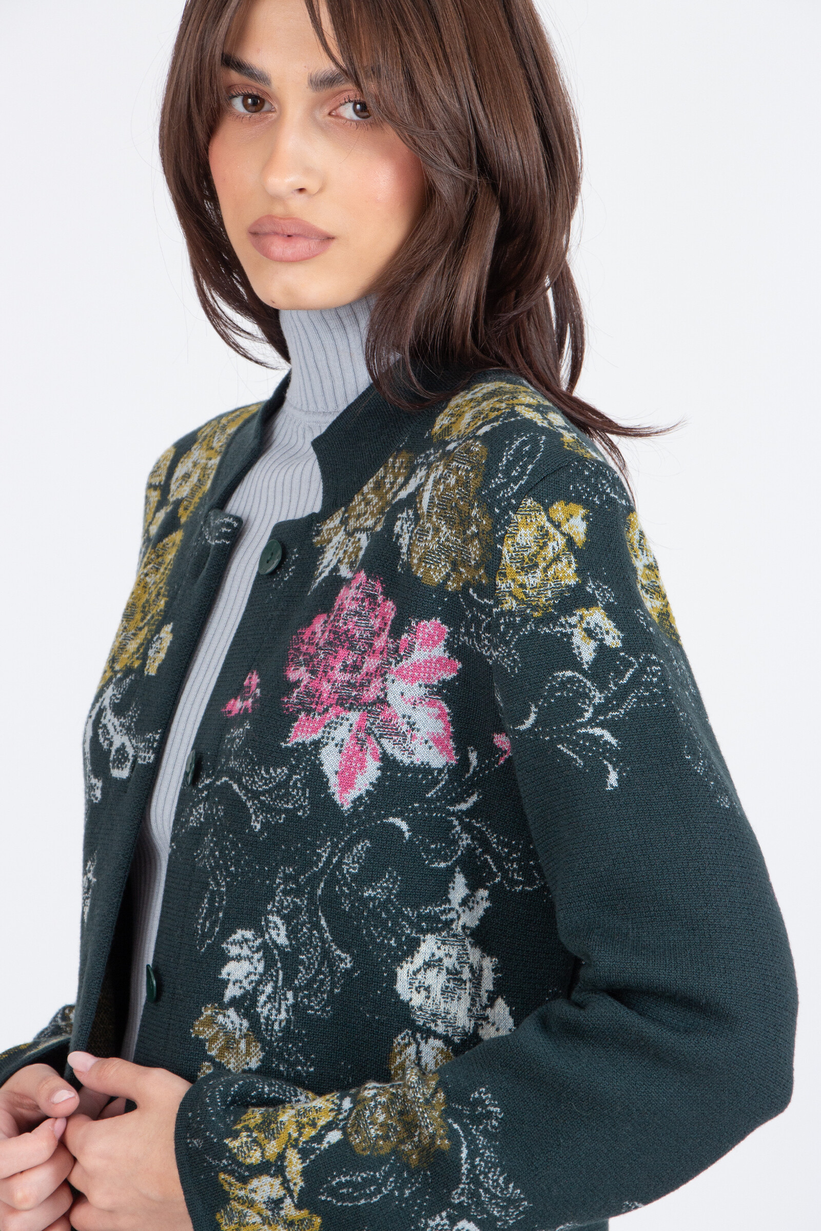 IVKO  Woman IVKO - Jacquard Jacket Furnishing Florals Pattern Forest | Veste IVKO en Vert Foncé