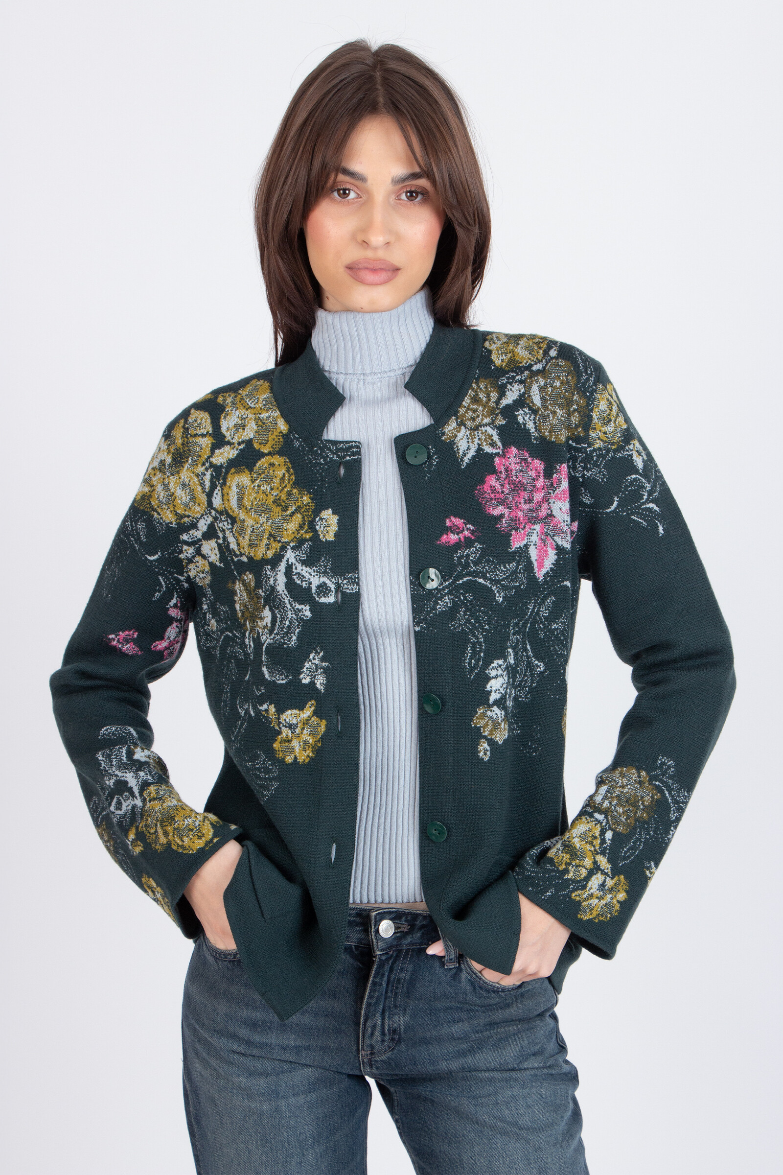 IVKO  Woman IVKO - Jacquard Jacket Furnishing Florals Pattern Forest | Veste IVKO en Vert Foncé