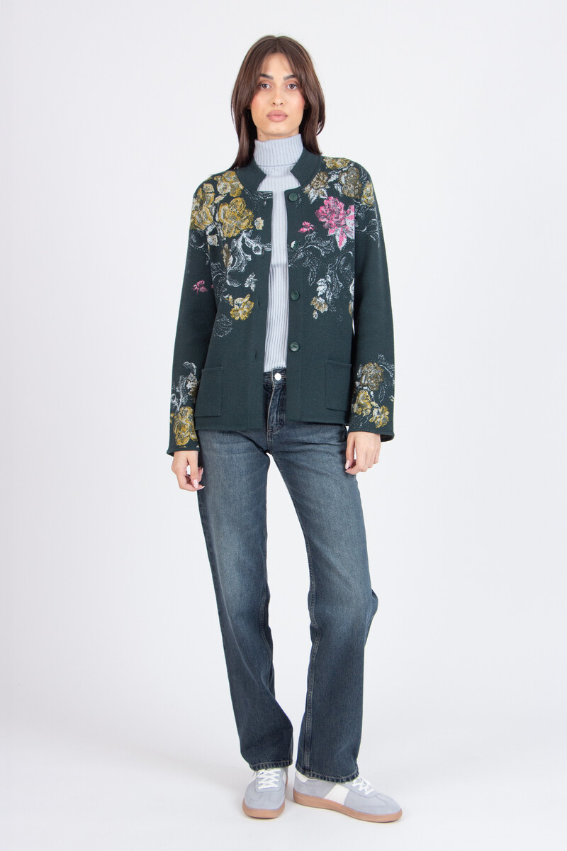 IVKO - Jacquard Jacket Furnishing Florals Pattern Forest | Veste IVKO en Vert Foncé