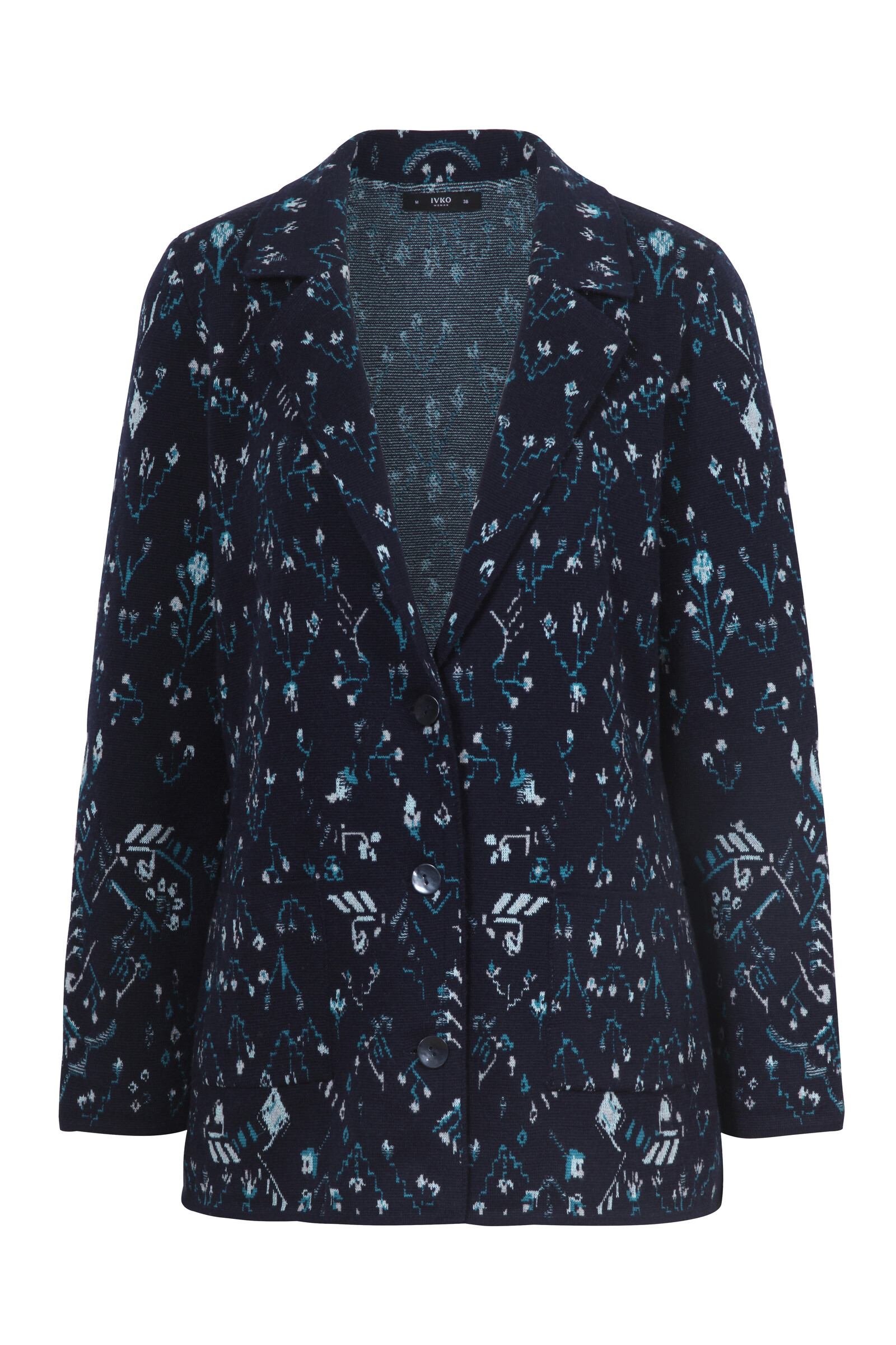 IVKO  Woman IVKO - Blazer Kilim Pattern Marine | Veste IVKO Non Doublée en Laine Mélangée