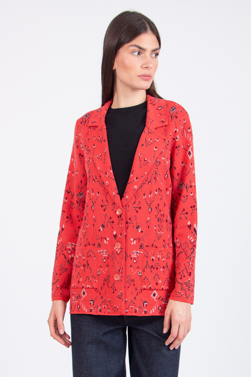 IVKO - Blazer Kilim Pattern Coral | Veste IVKO Non Doublée en Laine Mélangée