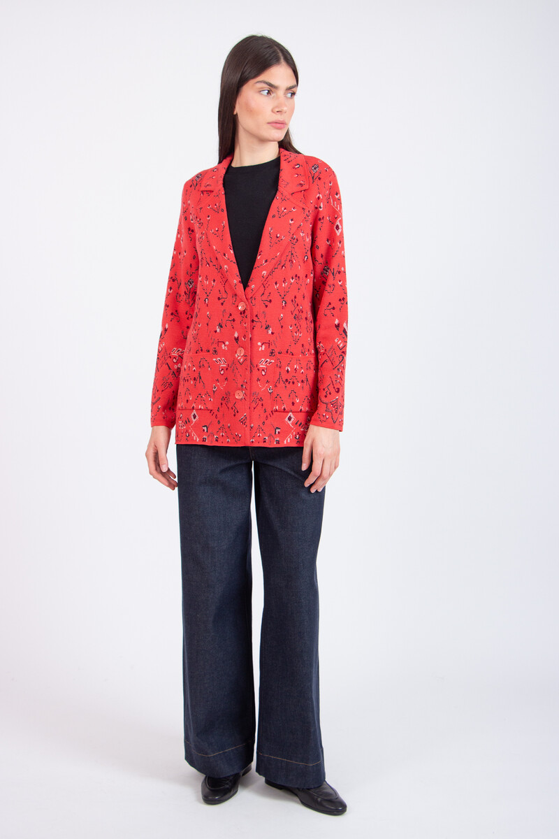 IVKO - Blazer Kilim Pattern Coral | Veste IVKO Non Doublée en Laine Mélangée