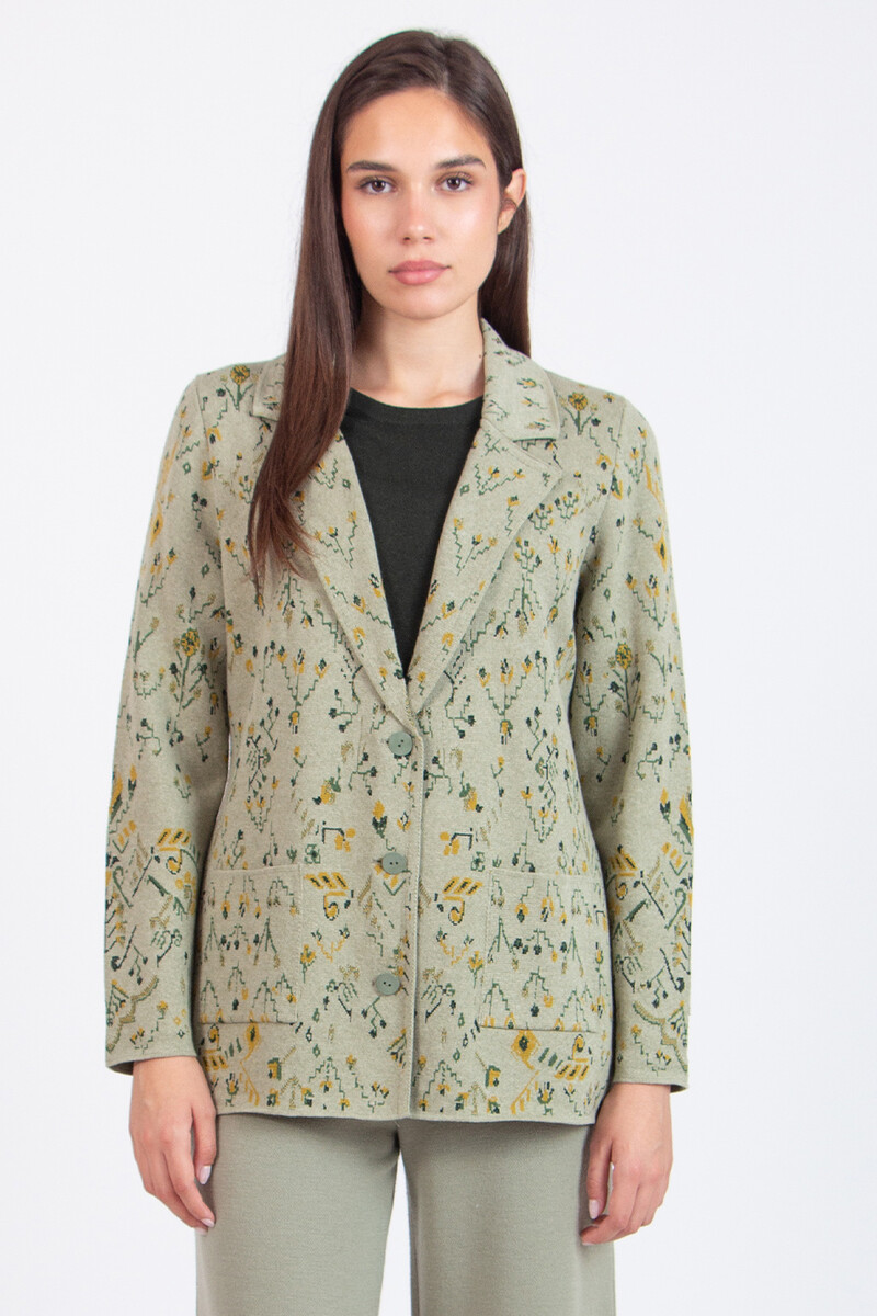 IVKO - Blazer Kilim Pattern Salvia | IVKO Jacke Ungefüttert aus Wollmix