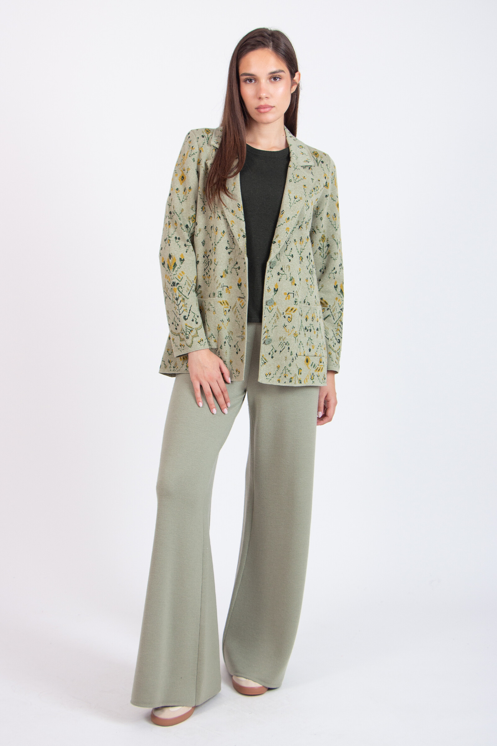 IVKO  Woman IVKO - Blazer Kilim Pattern Salvia | Veste IVKO Non Doublée en Laine Mélangée