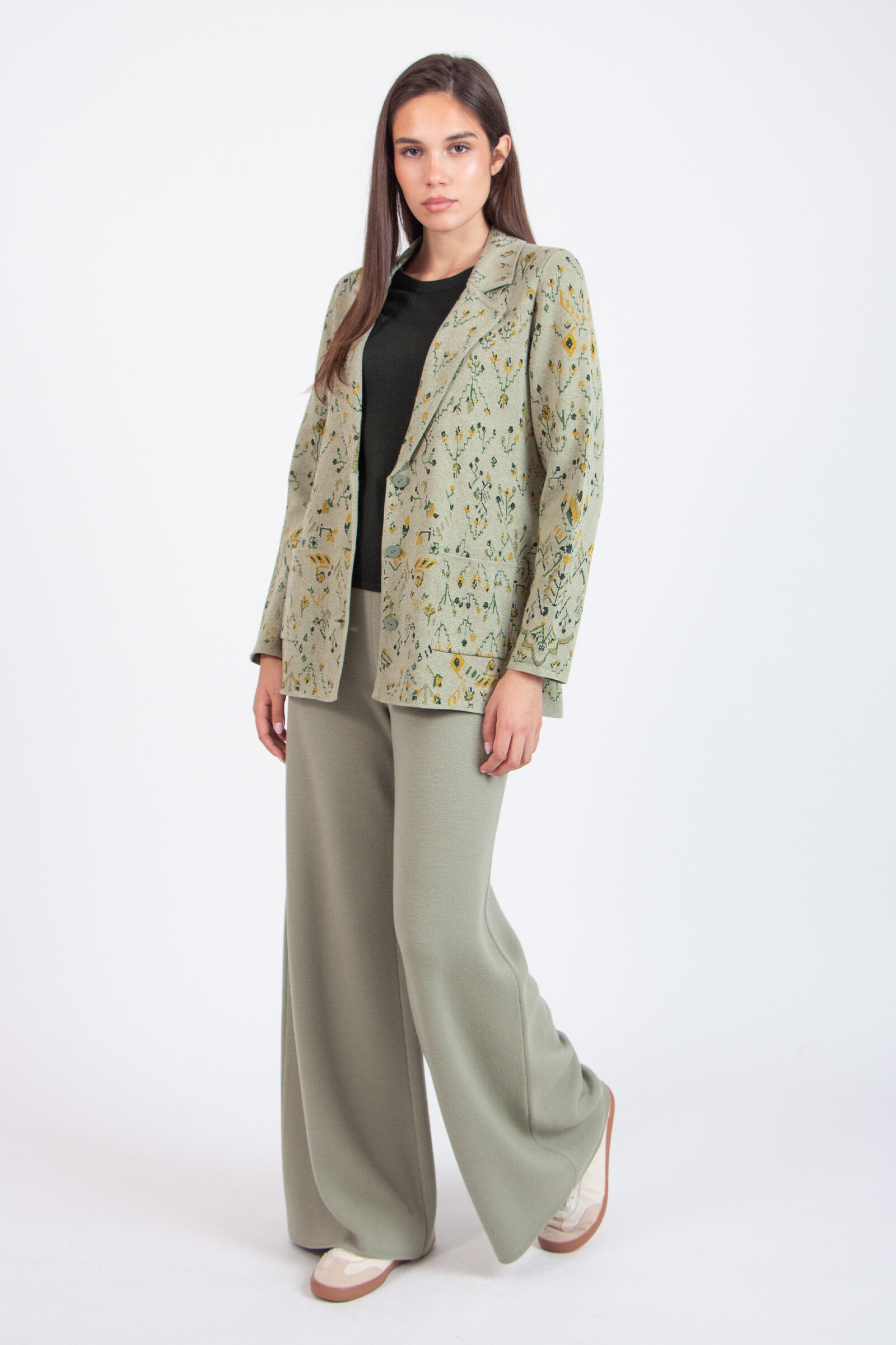 IVKO  Woman IVKO - Blazer Kilim Pattern Salvia | IVKO Jacke Ungefüttert aus Wollmix