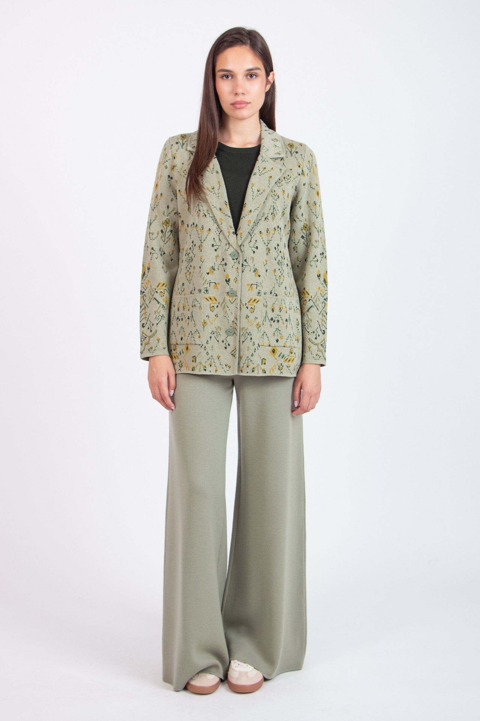 IVKO  Woman IVKO - Blazer Kilim Pattern Salvia | Veste IVKO Non Doublée en Laine Mélangée