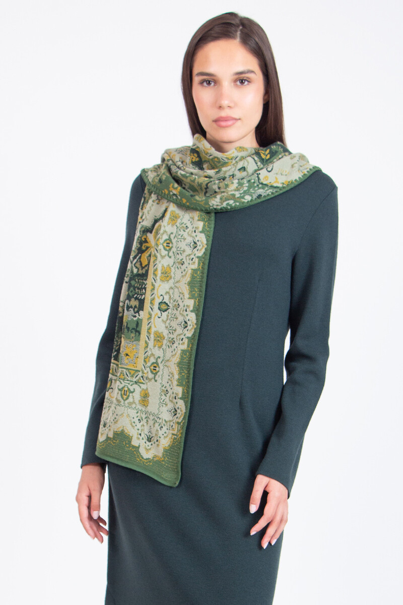 IVKO - Scarf Kilim Pattern Salvia | Écharpe en Laine Verte Frappante