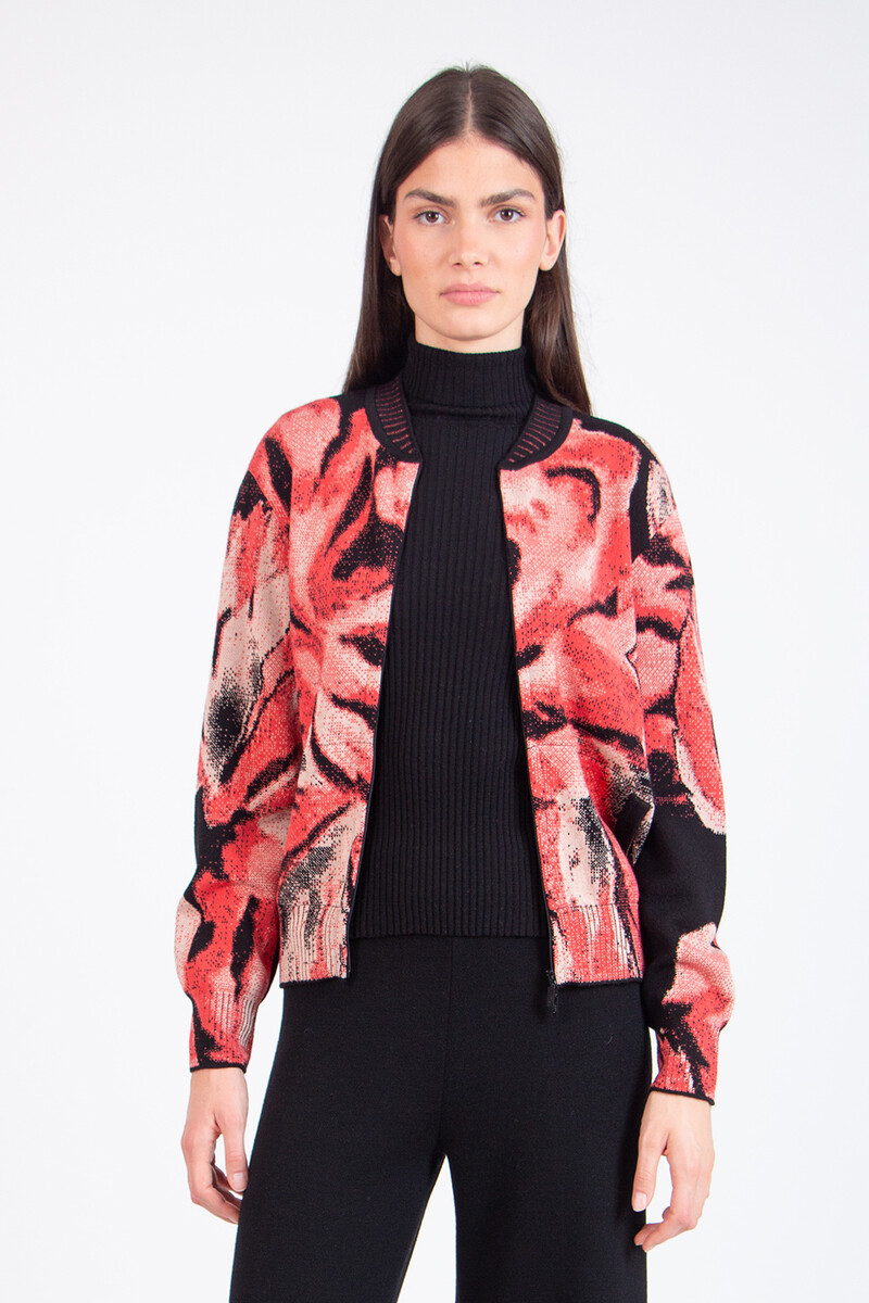 IVKO - Bomber Jacket Furnishing Florals Pattern Chocolate Black | Breathtaking IVKO Bomber Jacket with Floral Pattern