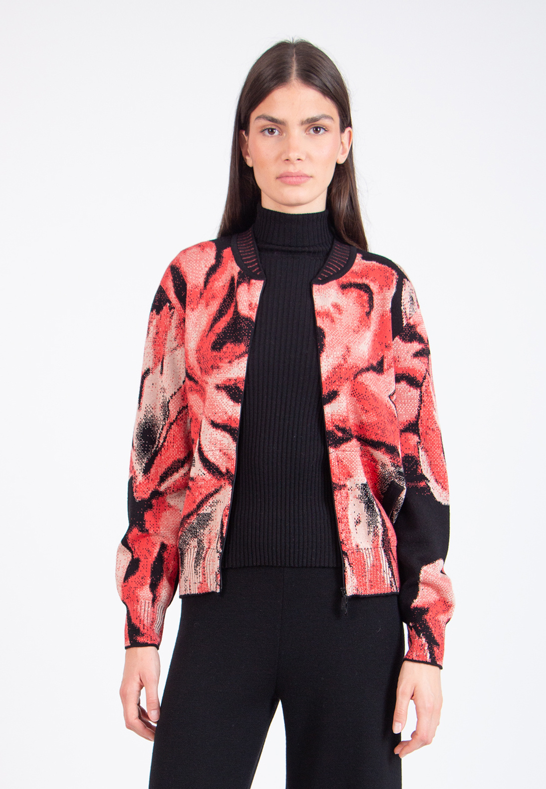 Veste Ivko Rouge Motif Fleuri - Laine - Taille Normale - Neuf Avec étiquettes - Printemps/Hiver