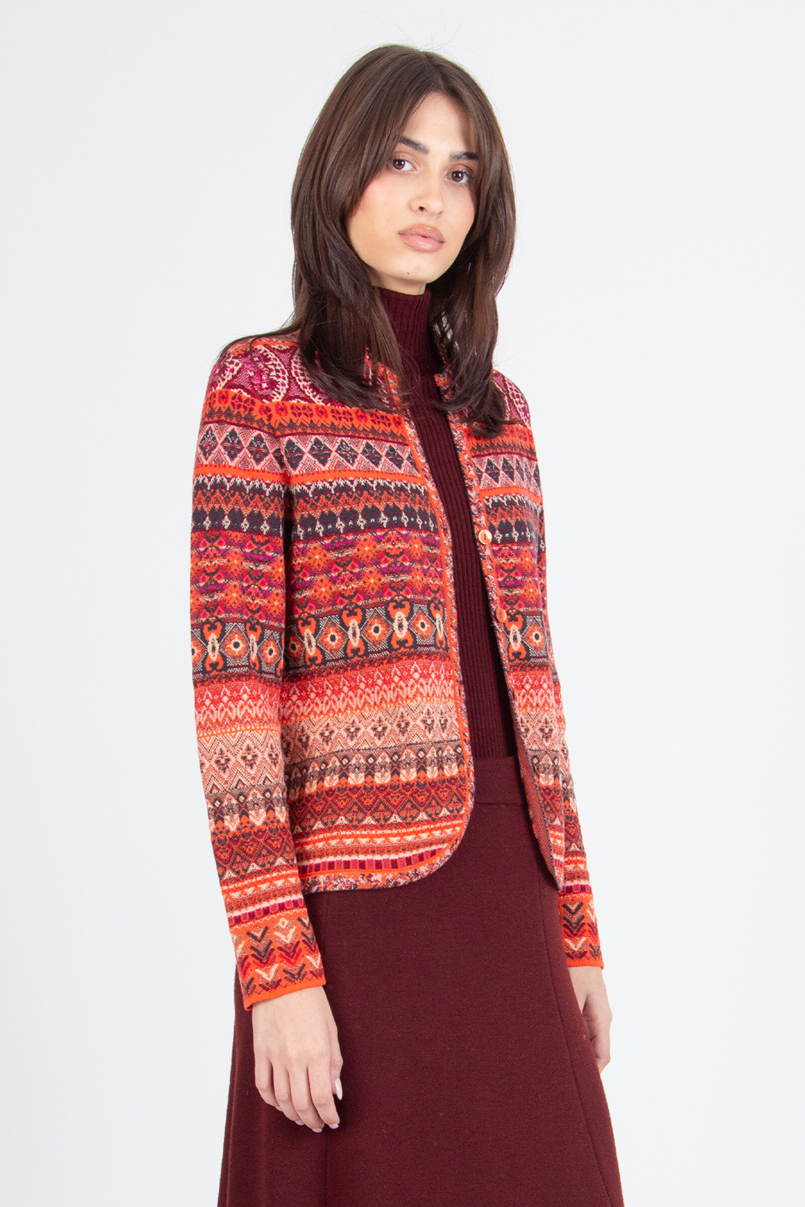 ジャケット・アウター ARTS&SCIENCE ethnic cardigan IVKO Wool Cardigan with Jacquard Pattern – Discover the Beauty