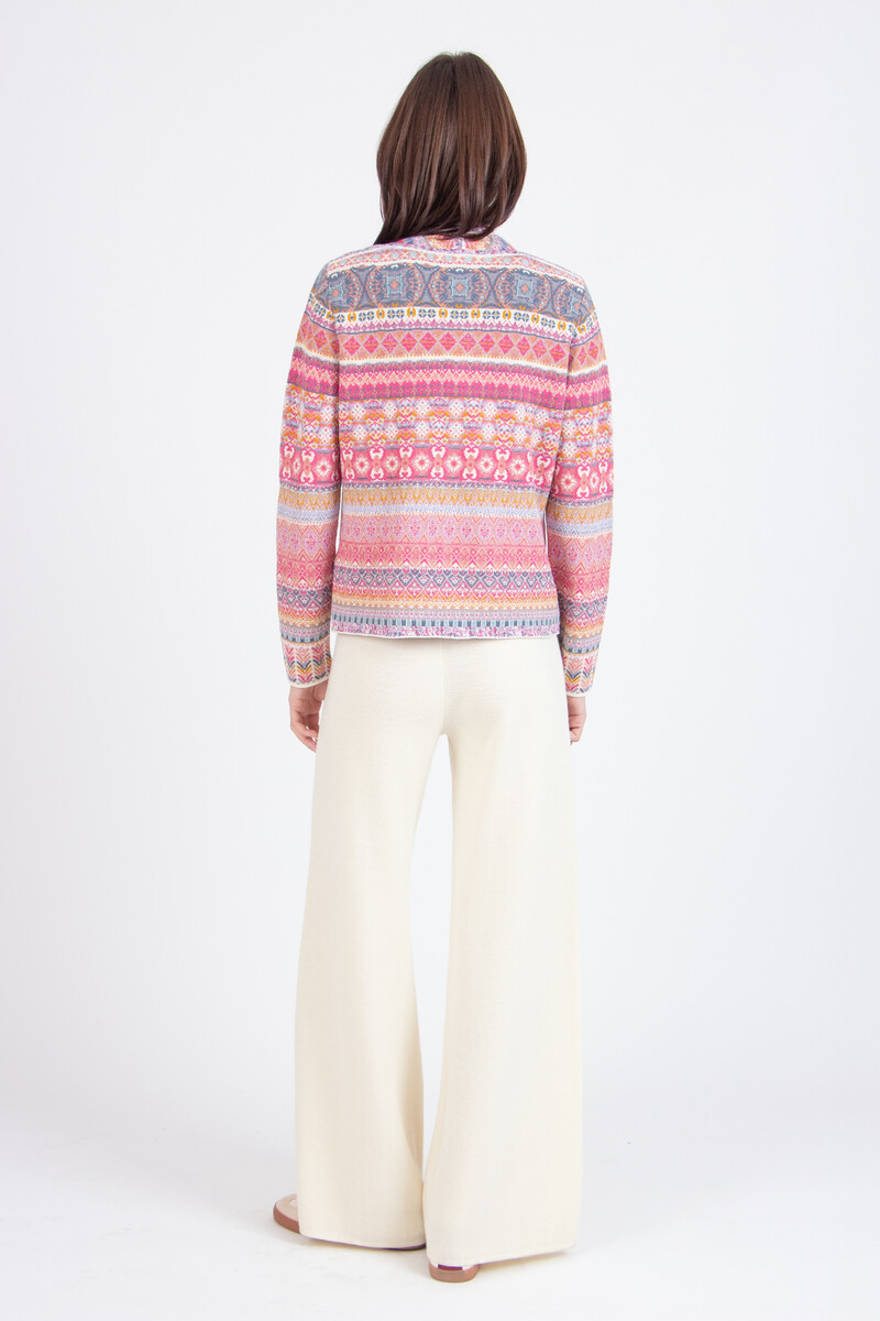 IVKO - Jacquard Jacket Re-Dandy Pattern Light Pink | Schillernde Rosa IVKO Strickjacke aus 100% Wolle