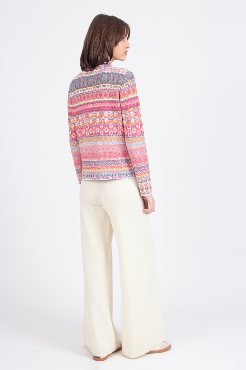 IVKO - Jacquard Jacket Re-Dandy Pattern Light Pink | Schillernde Rosa IVKO Strickjacke aus 100% Wolle