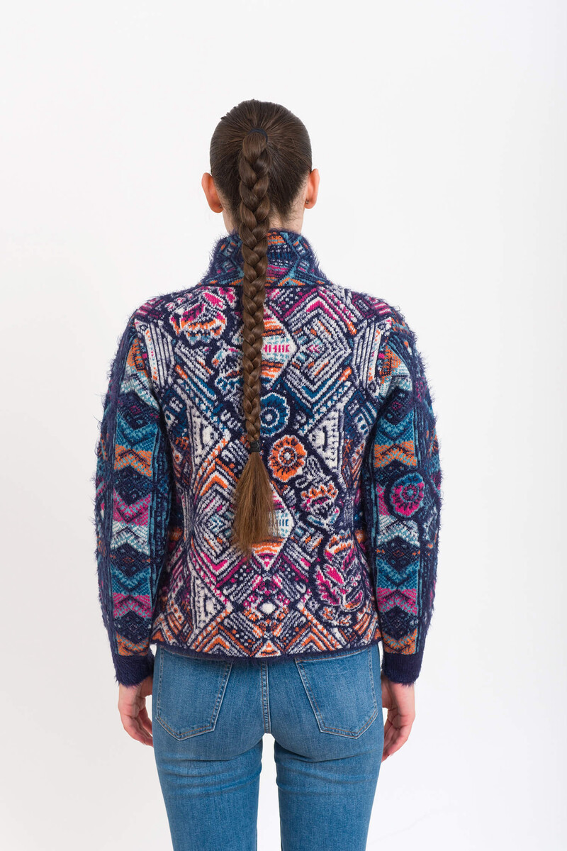 KOOI Knitwear - Cardigan Tajnan Multicolor | Characterful Zip-Up Cardigan of 60% Lambswool and 40% Polyamide