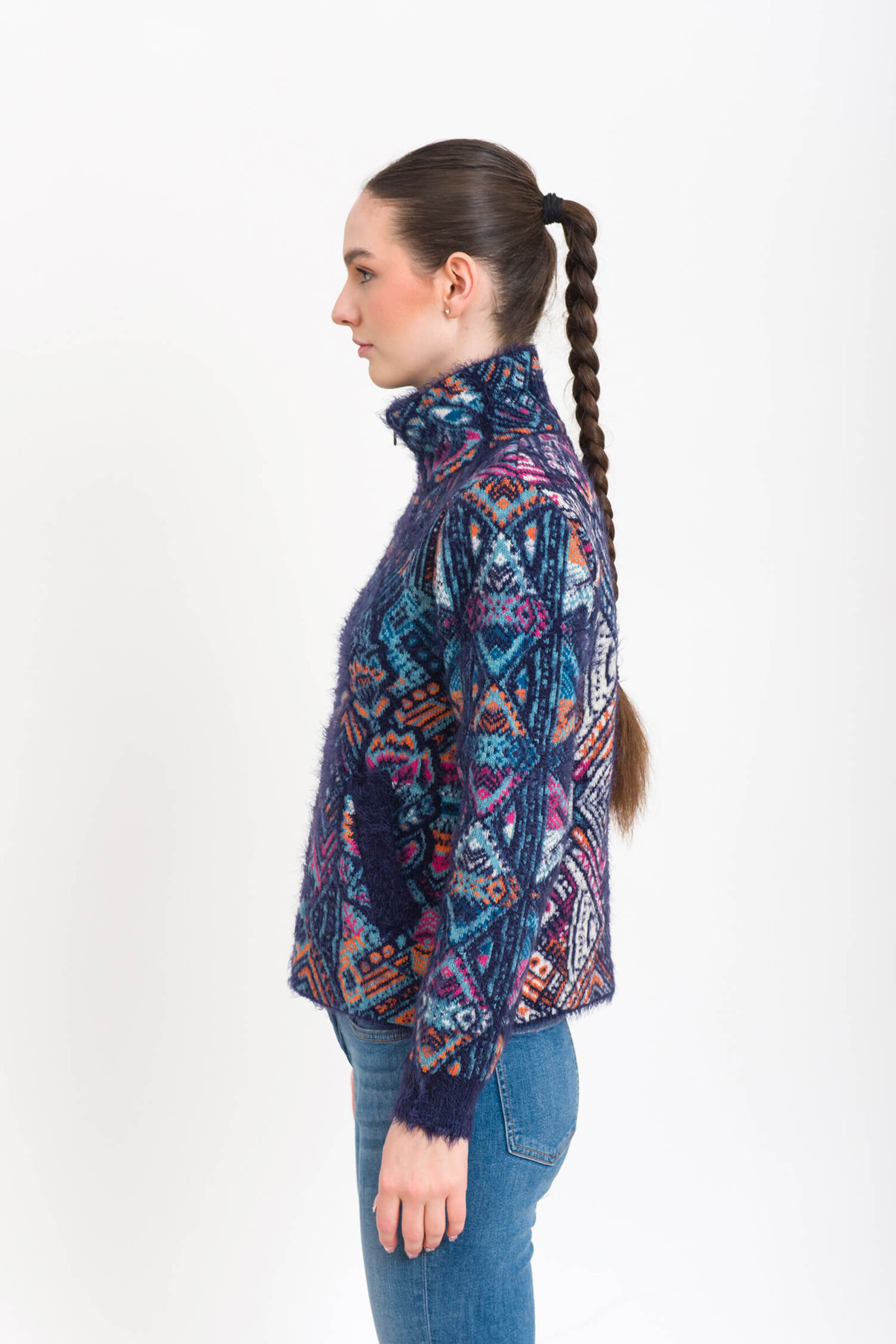 KOOI Knitwear KOOI Knitwear - Cardigan Tajnan Multicolor | Characterful Zip-Up Cardigan of 60% Lambswool and 40% Polyamide