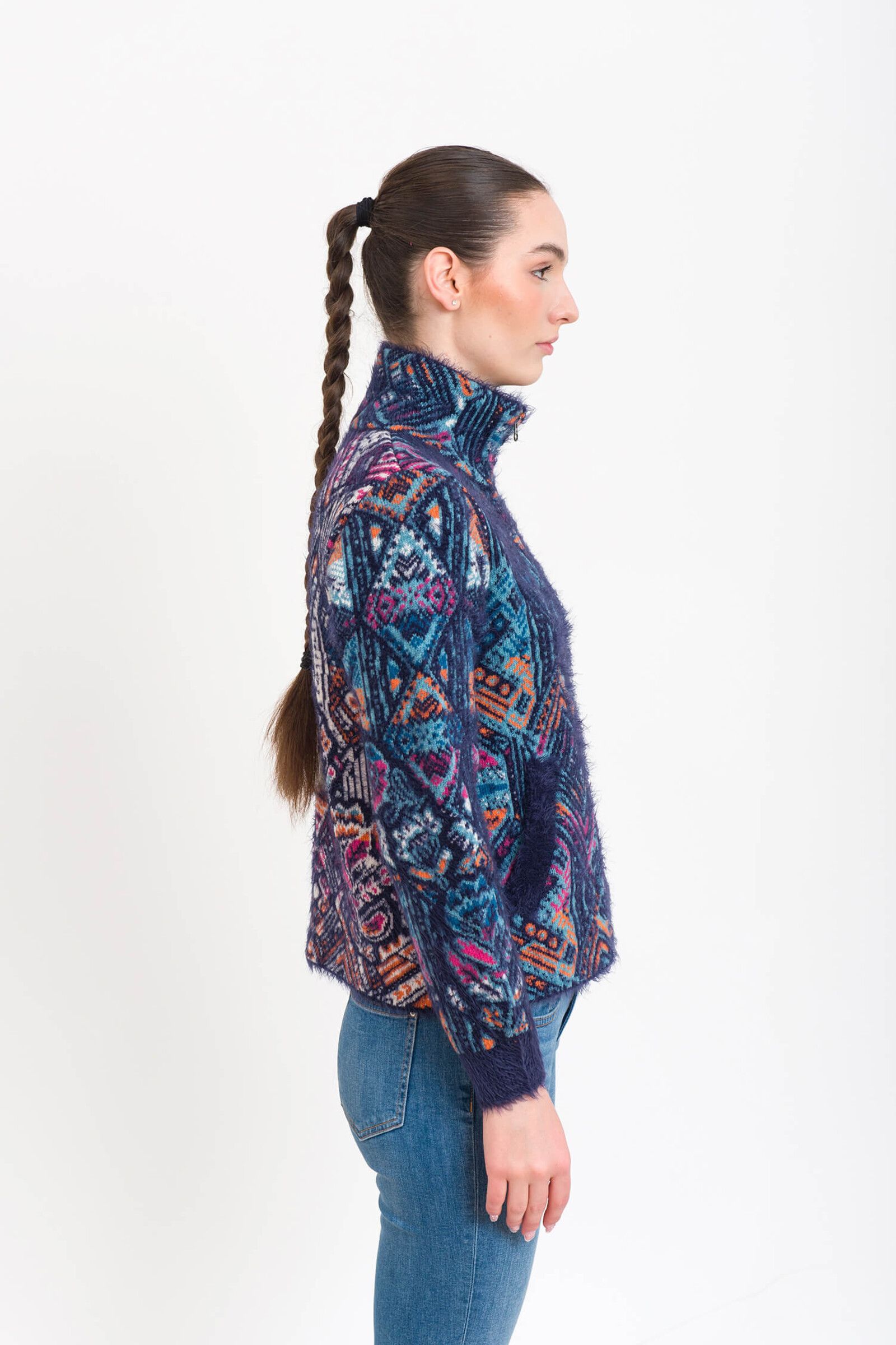 KOOI Knitwear KOOI Knitwear - Cardigan Tajnan Multicolor | Characterful Zip-Up Cardigan of 60% Lambswool and 40% Polyamide