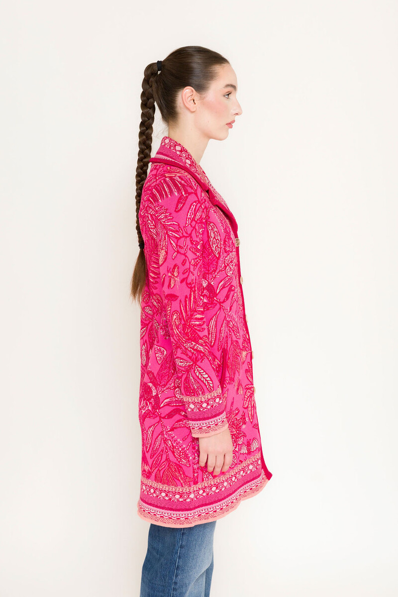 KOOI Knitwear - Cardigan Mey Pink | Opvallend KOOI Vest van 50% Extrafijne Merinowol en 50% Biologisch Katoen