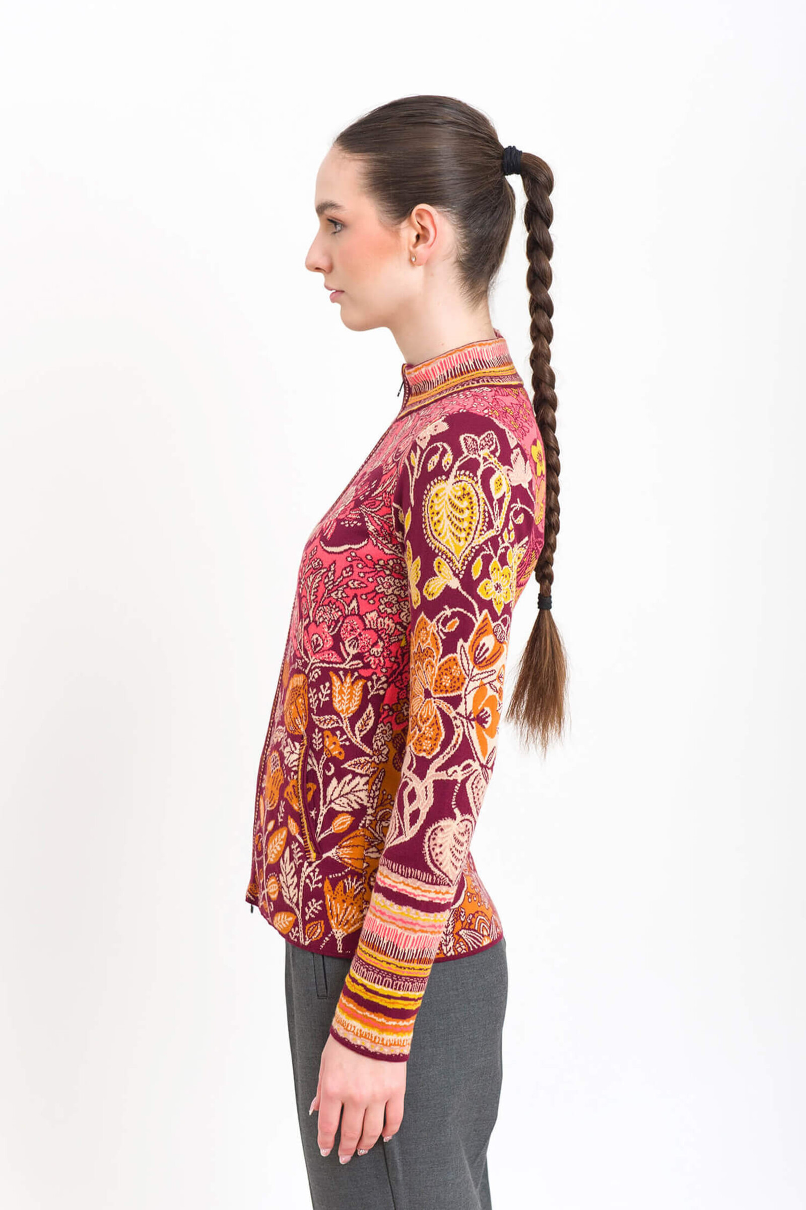 KOOI Knitwear KOOI Knitwear - Cardigan Nia Burgundy | Gilet KOOI Artistique en 100% Coton Biologique